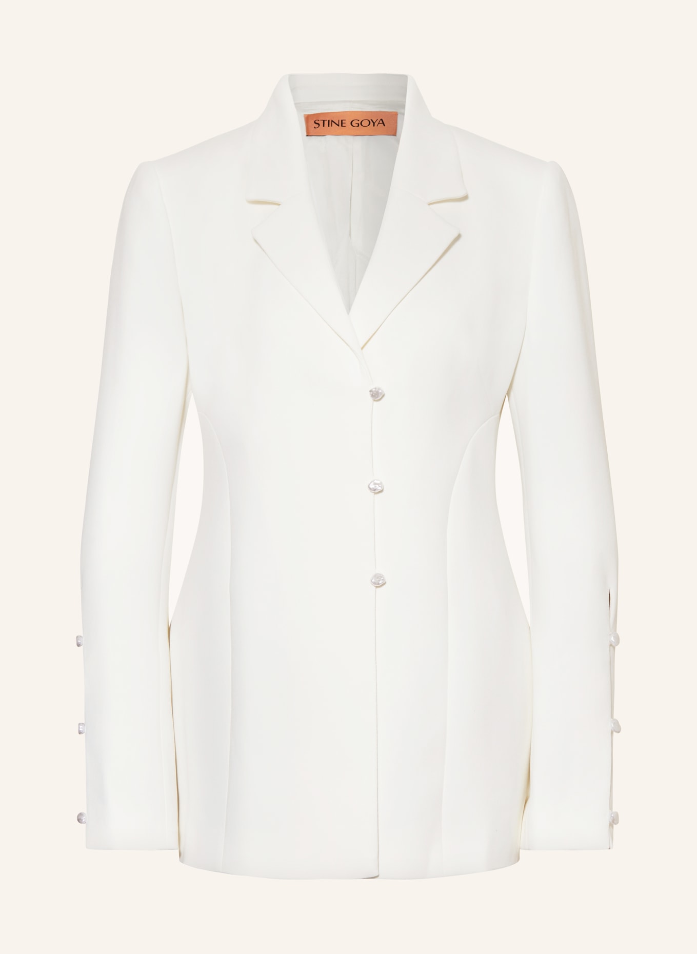 STINE GOYA Long blazer RORY with decorative beads, Color: PEARL (Image 1)