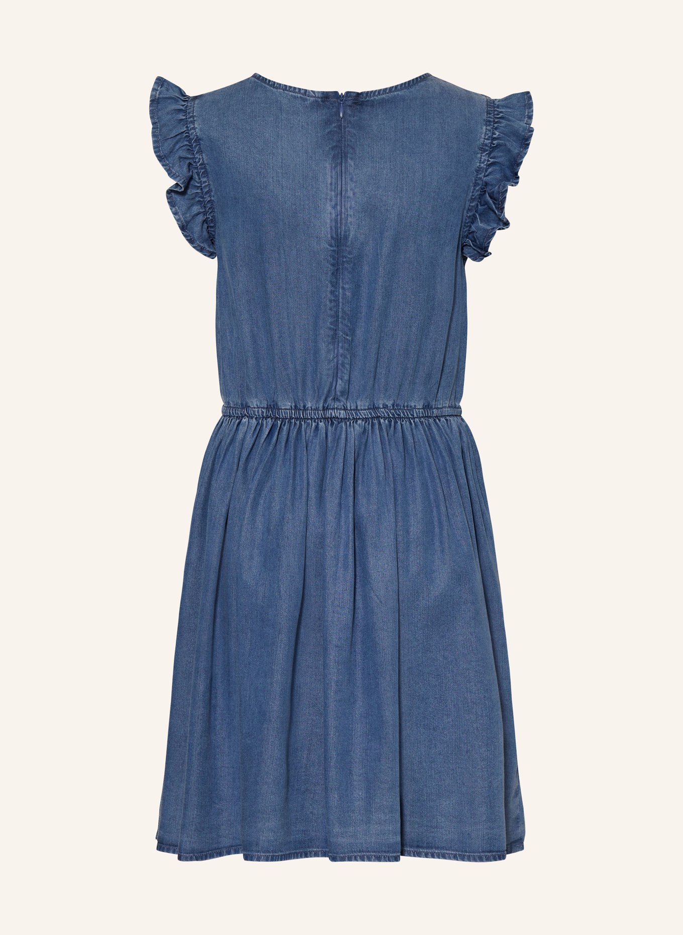 GUESS Sukienka z falbankami w jeansowym stylu, Kolor: NIEBIESKI (Obrazek 2)