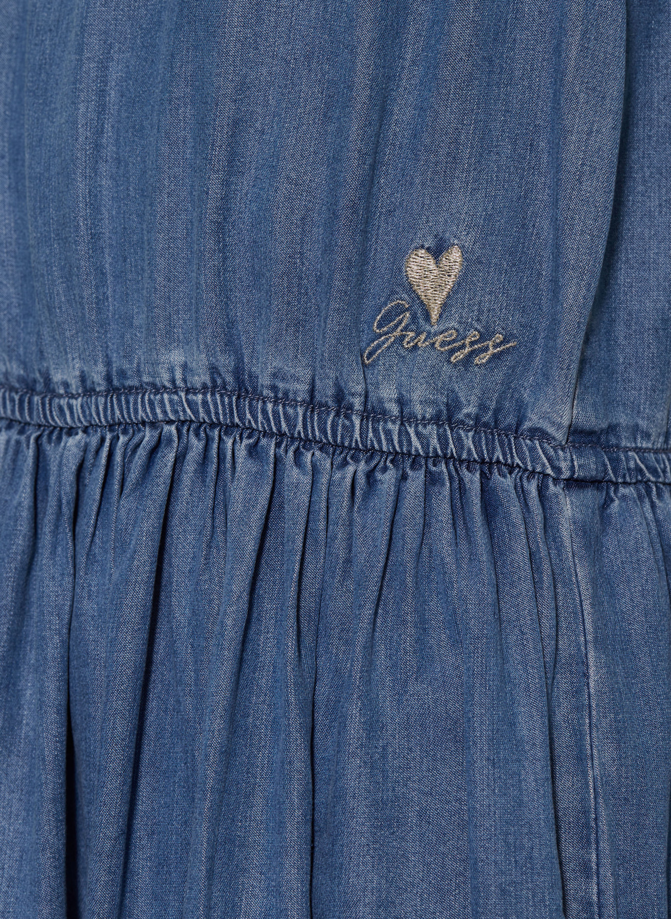GUESS Sukienka z falbankami w jeansowym stylu, Kolor: NIEBIESKI (Obrazek 3)