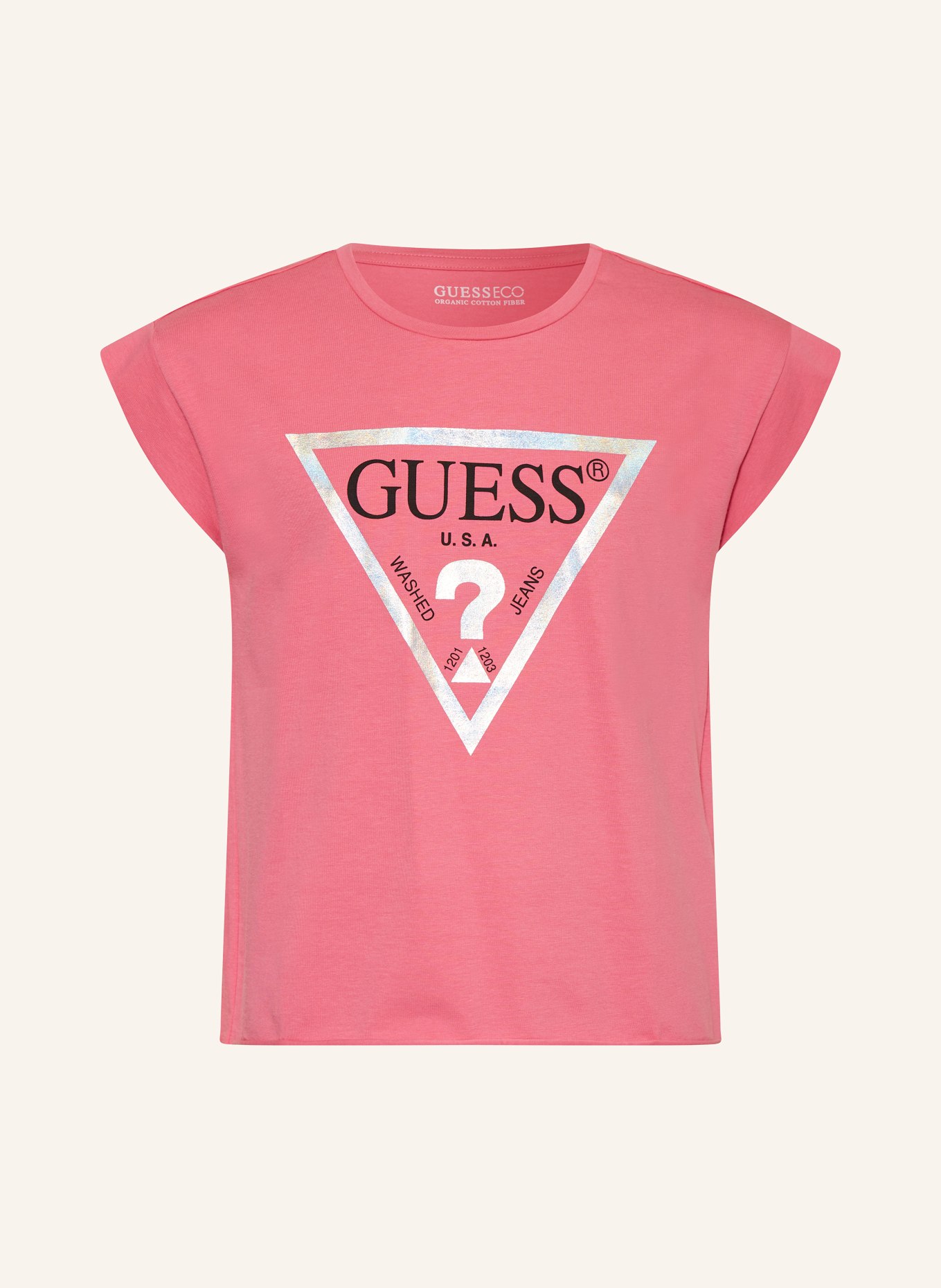 GUESS T-shirt, Kolor: RÓŻOWY/ CZARNY/ SREBRNY (Obrazek 1)