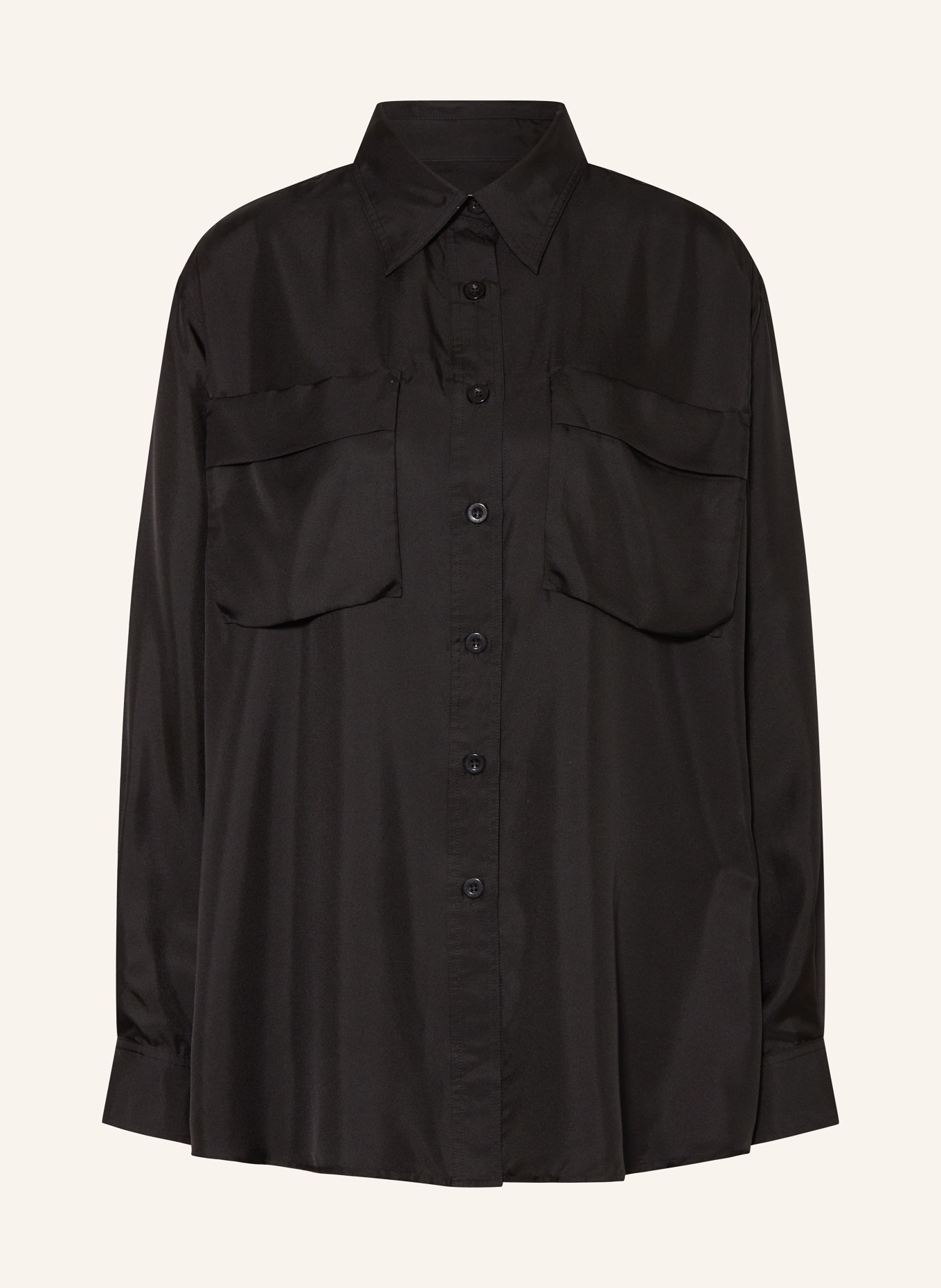 ENVELOPE 1976 Oversized shirt blouse CANNES in silk, Color: BLACK (Image 1)