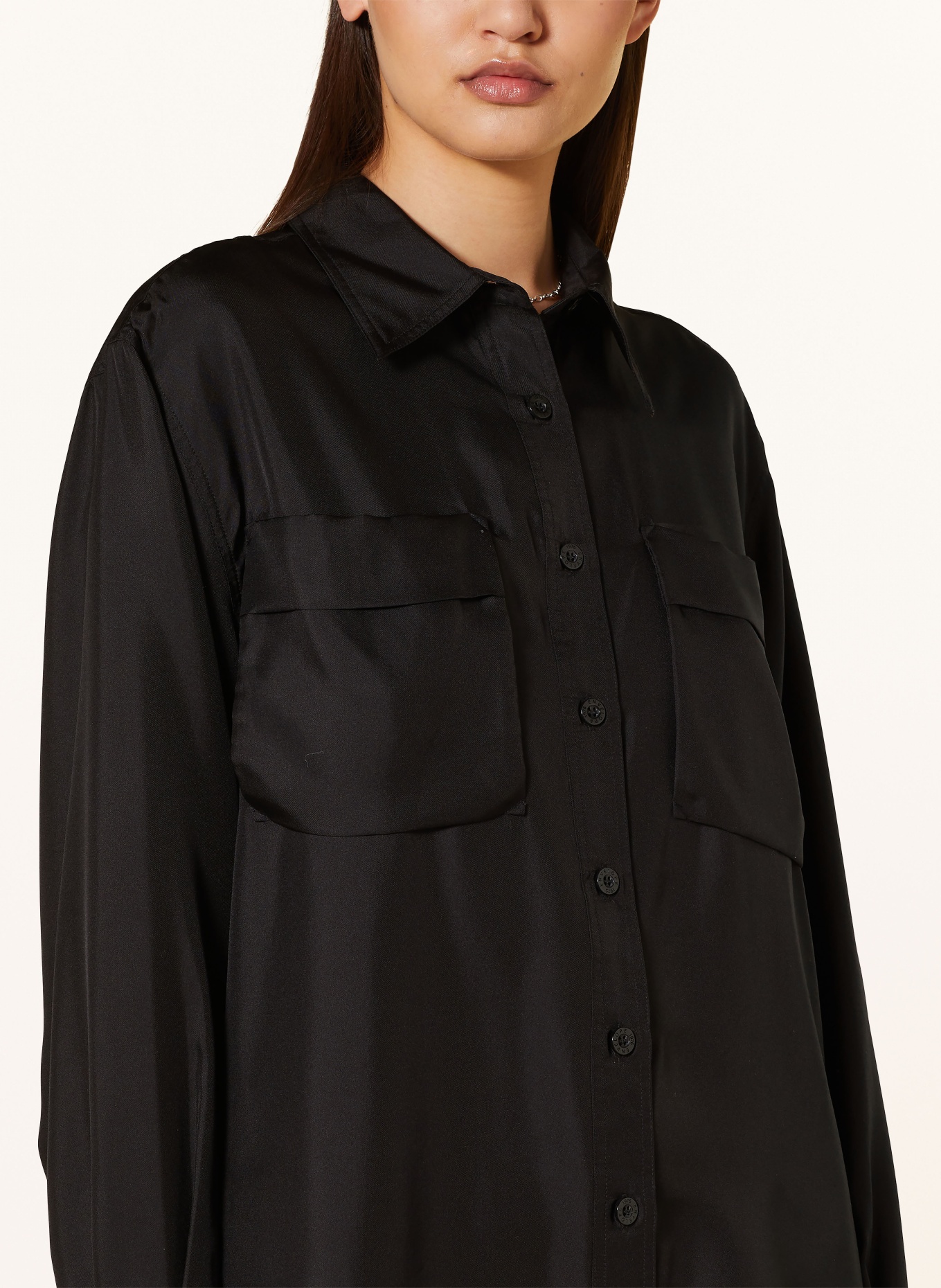 ENVELOPE 1976 Oversized shirt blouse CANNES in silk, Color: BLACK (Image 4)