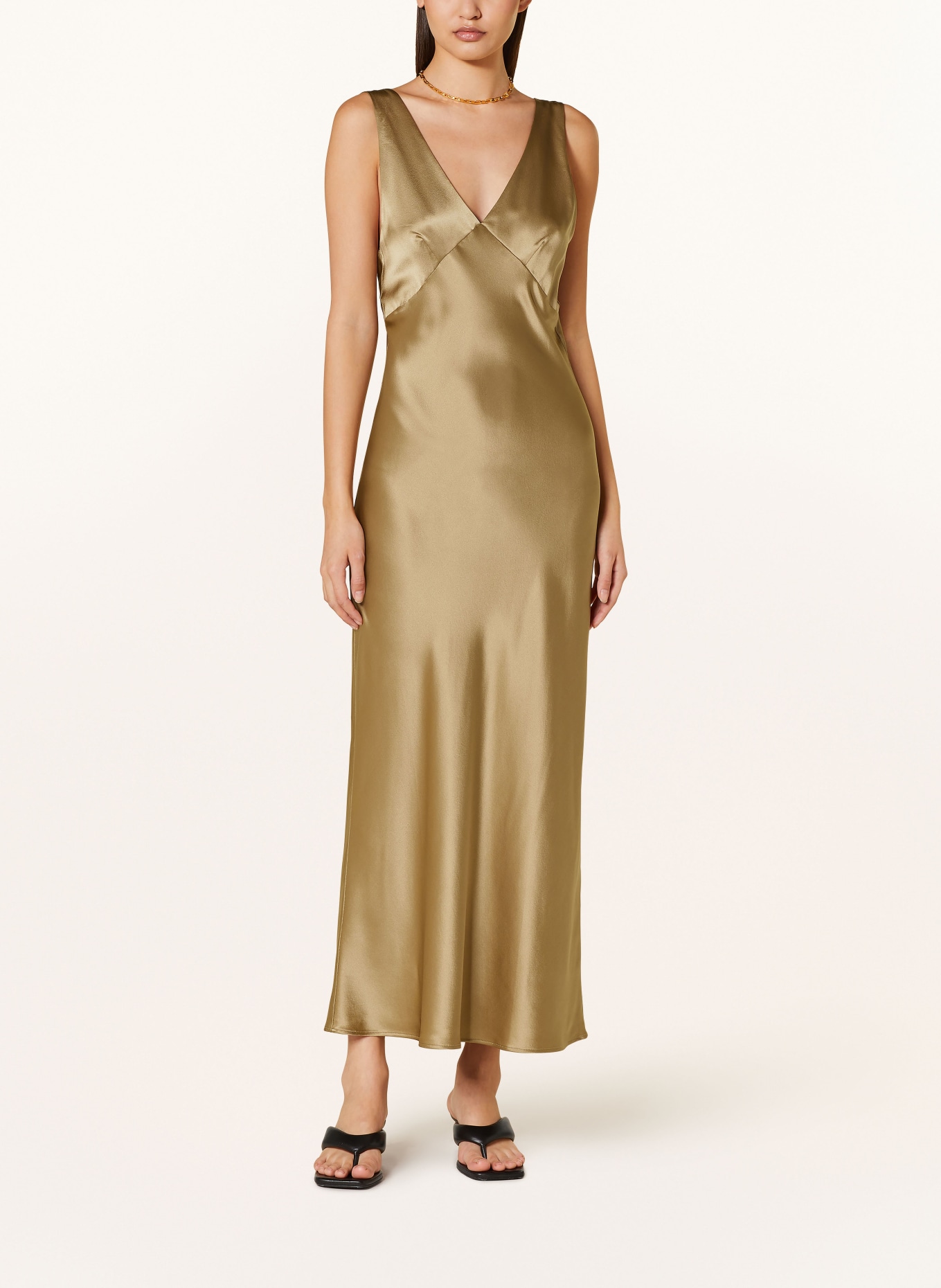 ENVELOPE 1976 Silk dress MONTE, Color: OLIVE (Image 2)
