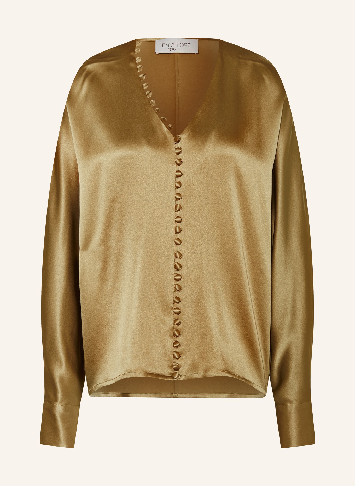 ENVELOPE 1976 Oversized blouse BLANK in silk, Color: OLIVE (Image 1)