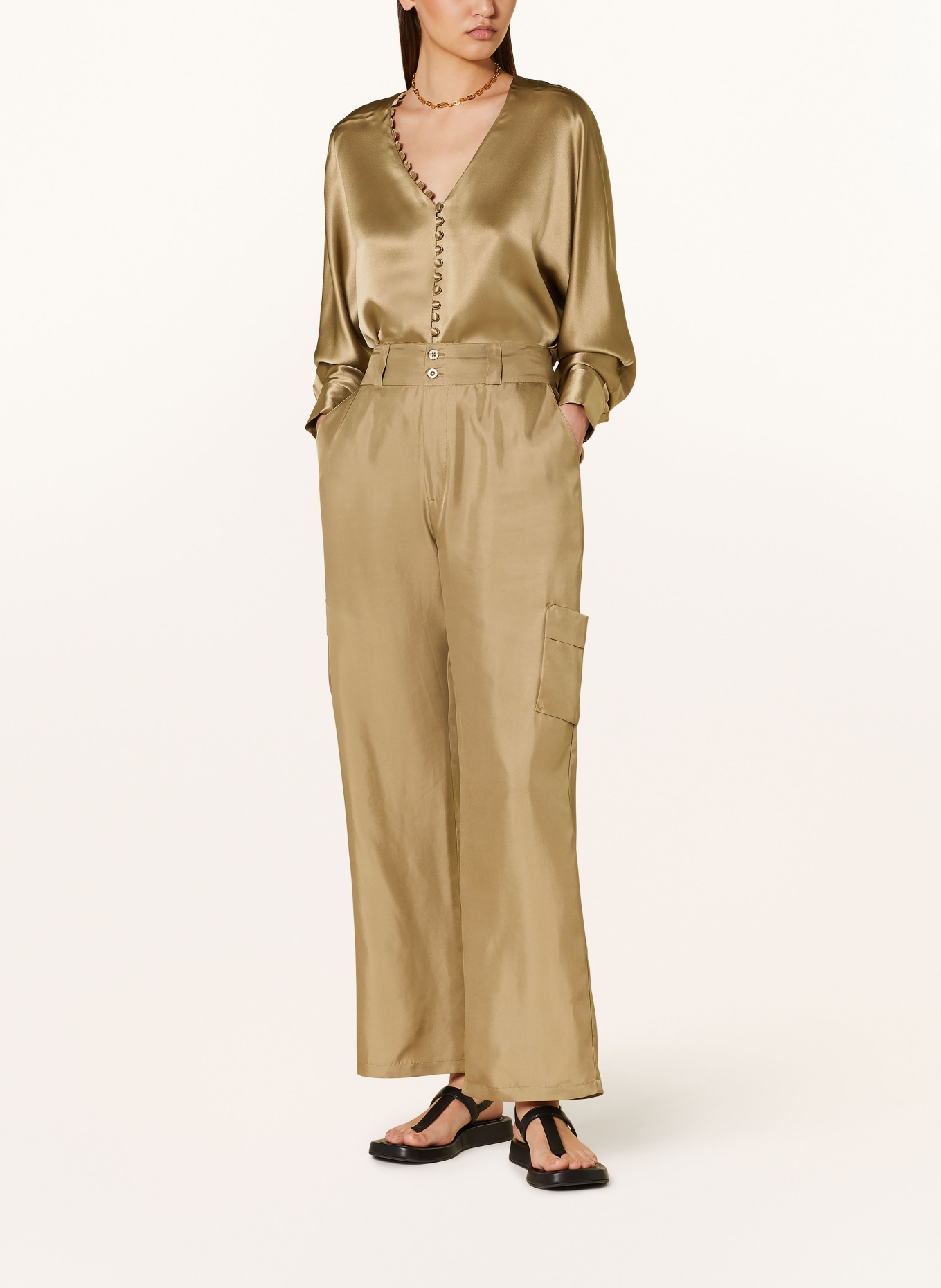 ENVELOPE 1976 Oversized blouse BLANK in silk, Color: OLIVE (Image 2)
