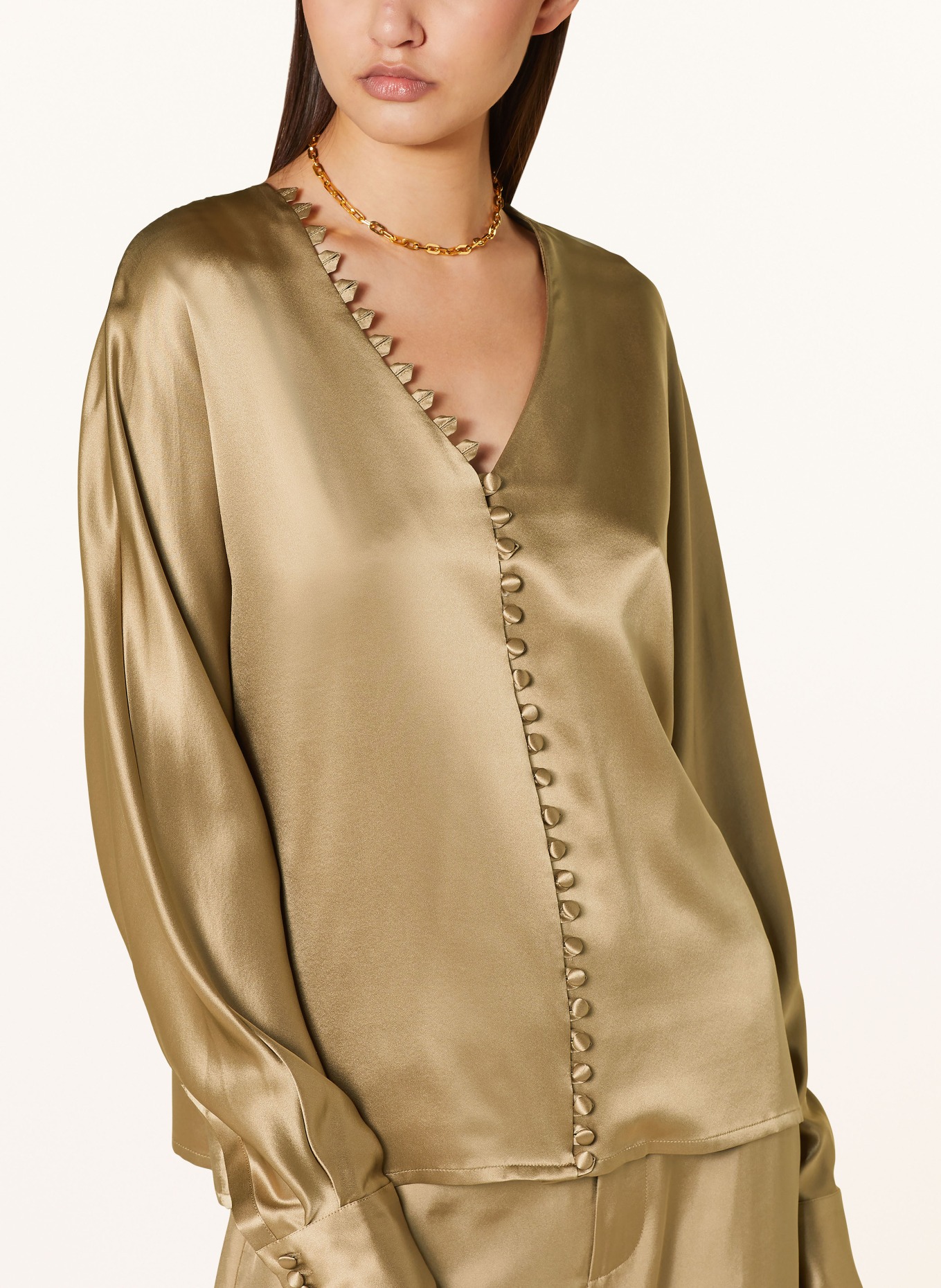 ENVELOPE 1976 Oversized blouse BLANK in silk, Color: OLIVE (Image 4)