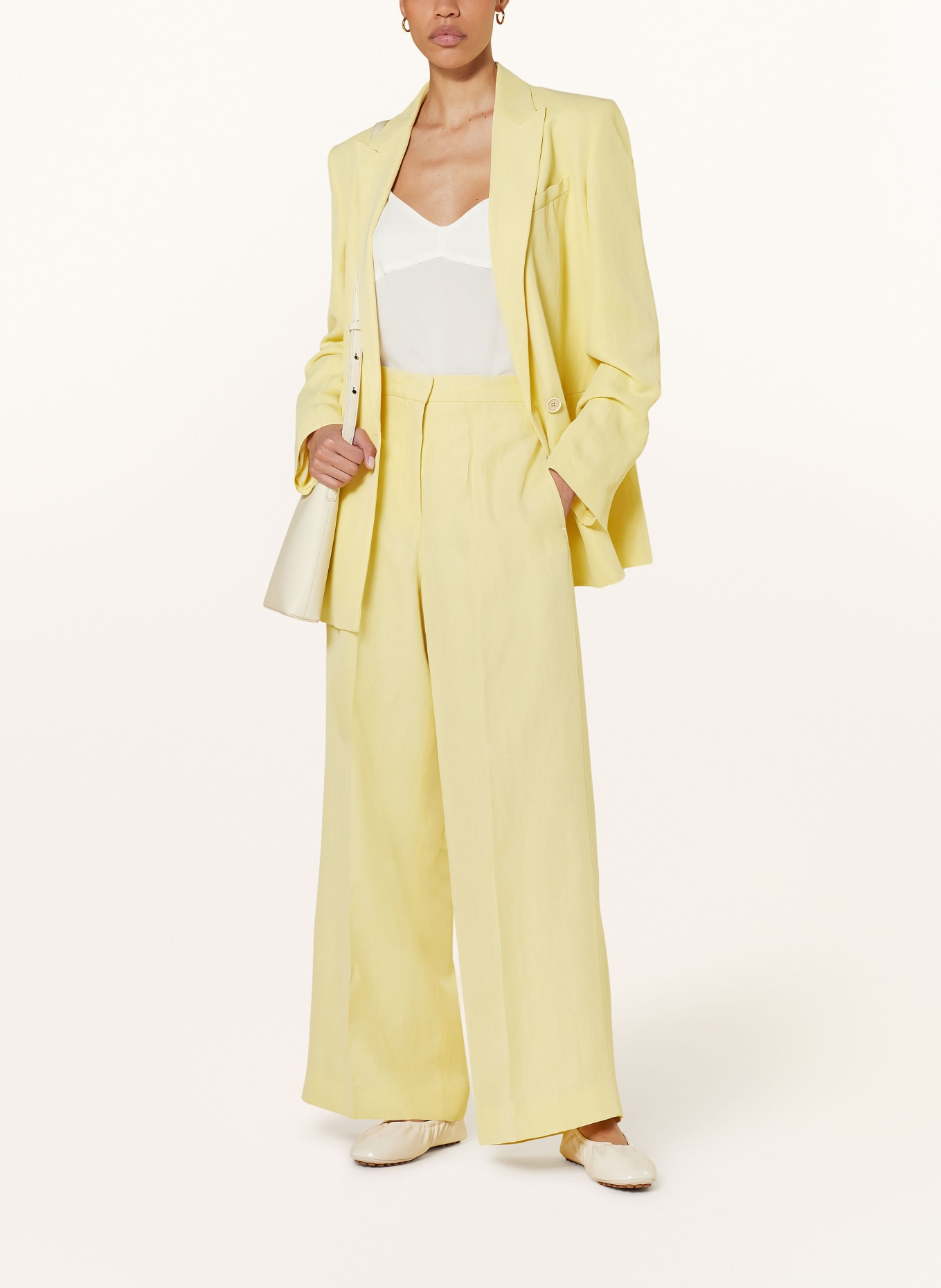 FABIANA FILIPPI Wide leg trousers with linen, Color: LIGHT YELLOW (Image 2)