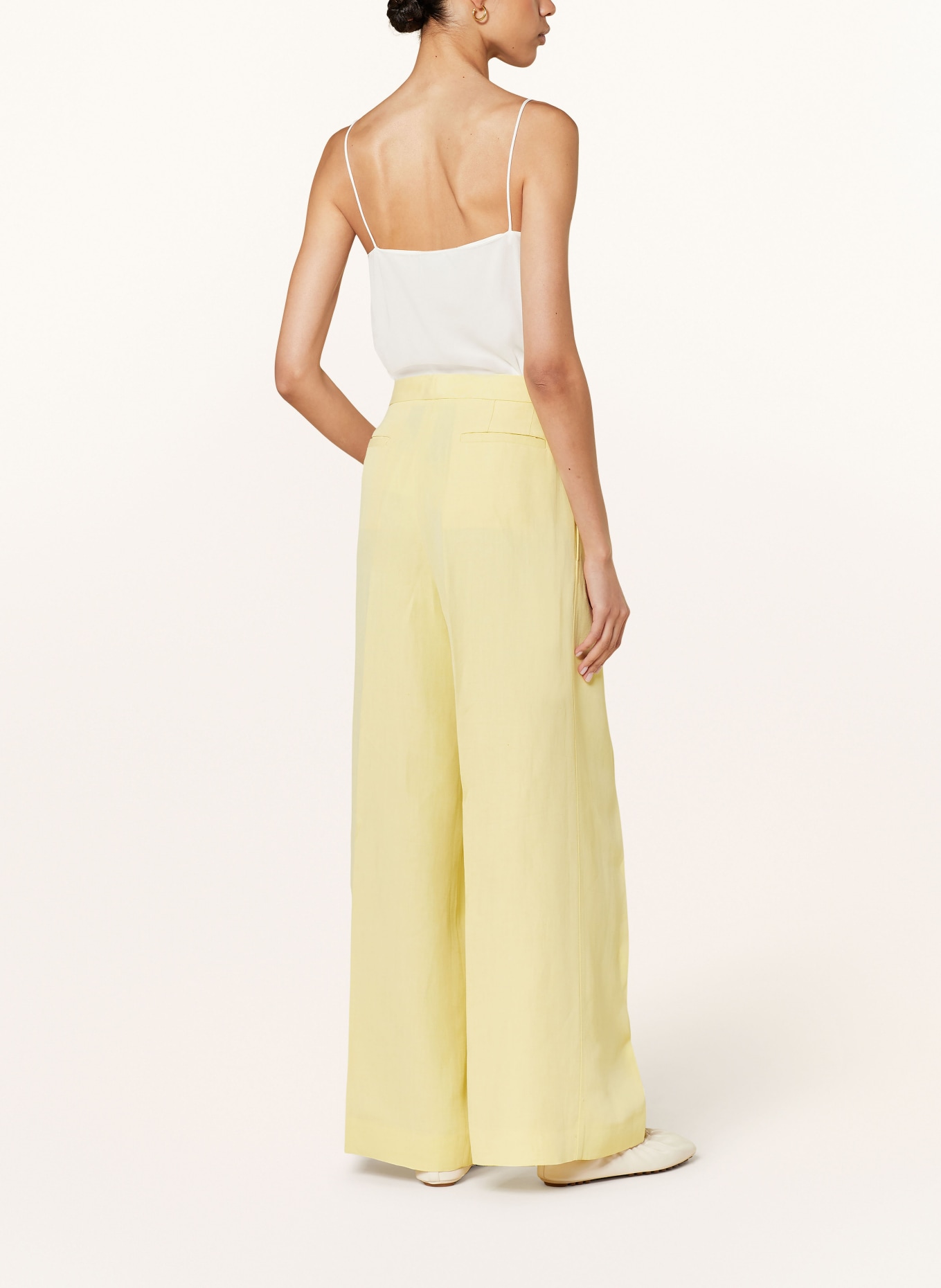FABIANA FILIPPI Wide leg trousers with linen, Color: LIGHT YELLOW (Image 3)