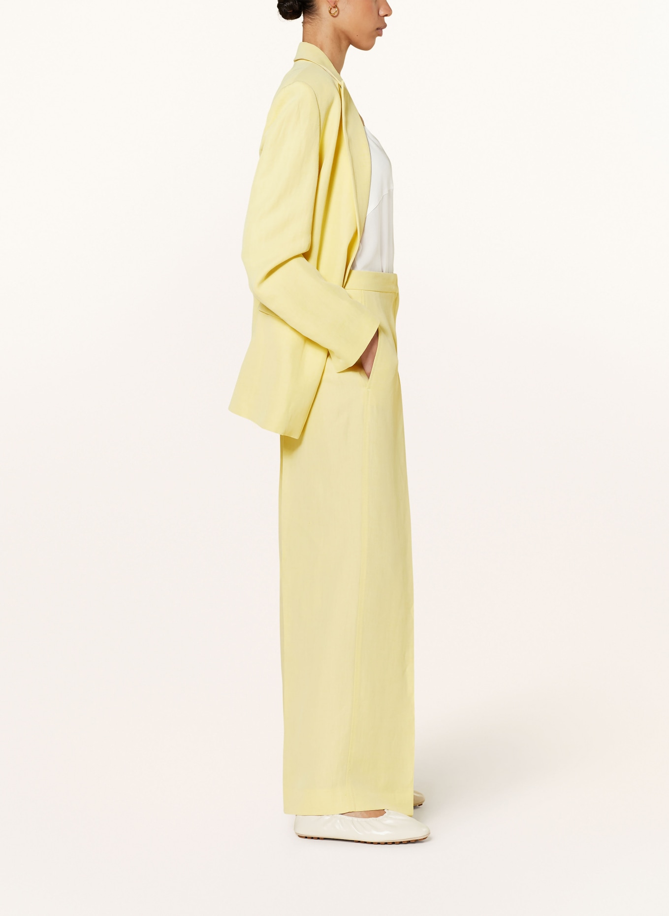 FABIANA FILIPPI Wide leg trousers with linen, Color: LIGHT YELLOW (Image 4)