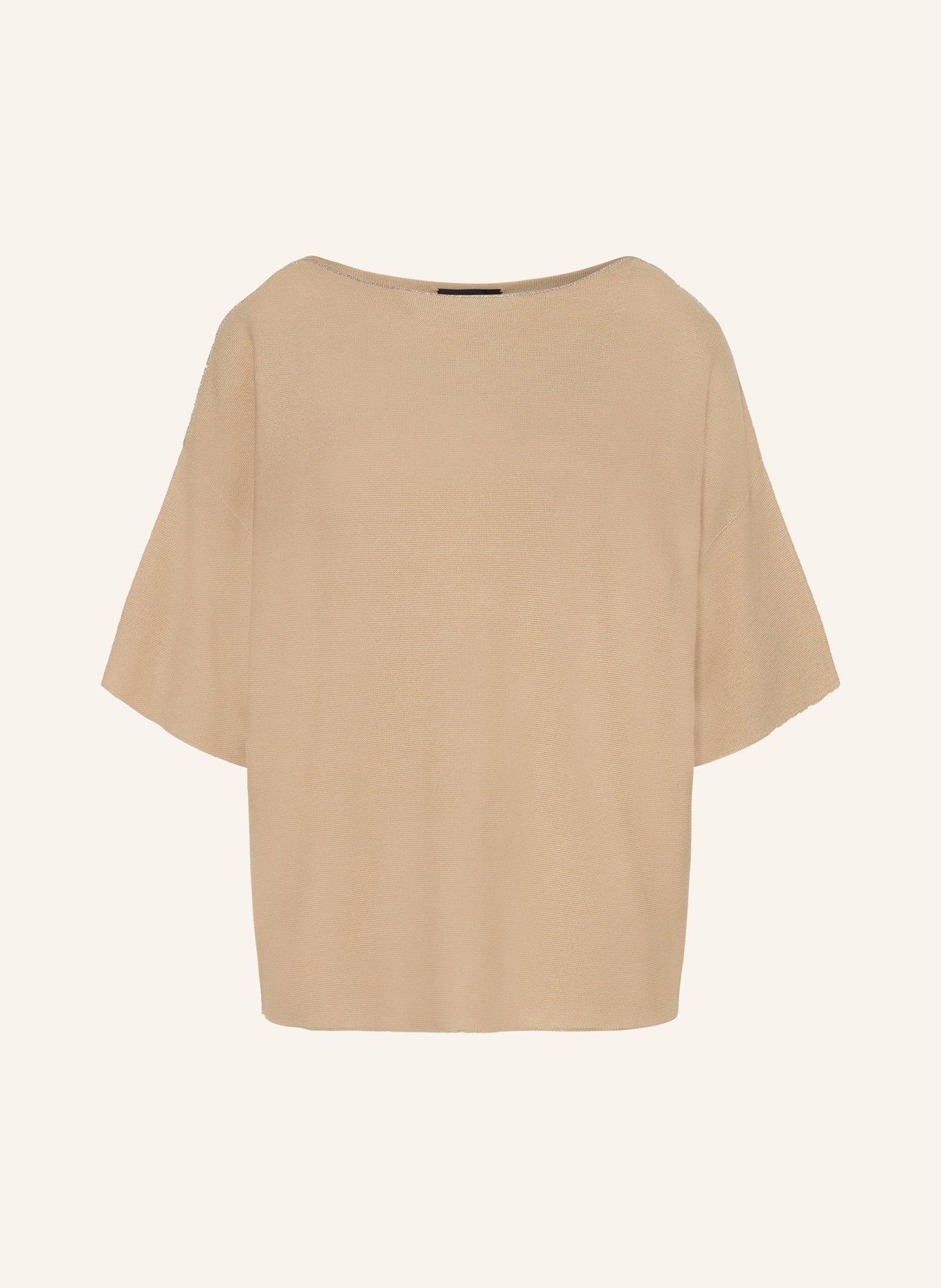FABIANA FILIPPI Knit shirt with decorative beads, Color: LIGHT BROWN (Image 1)