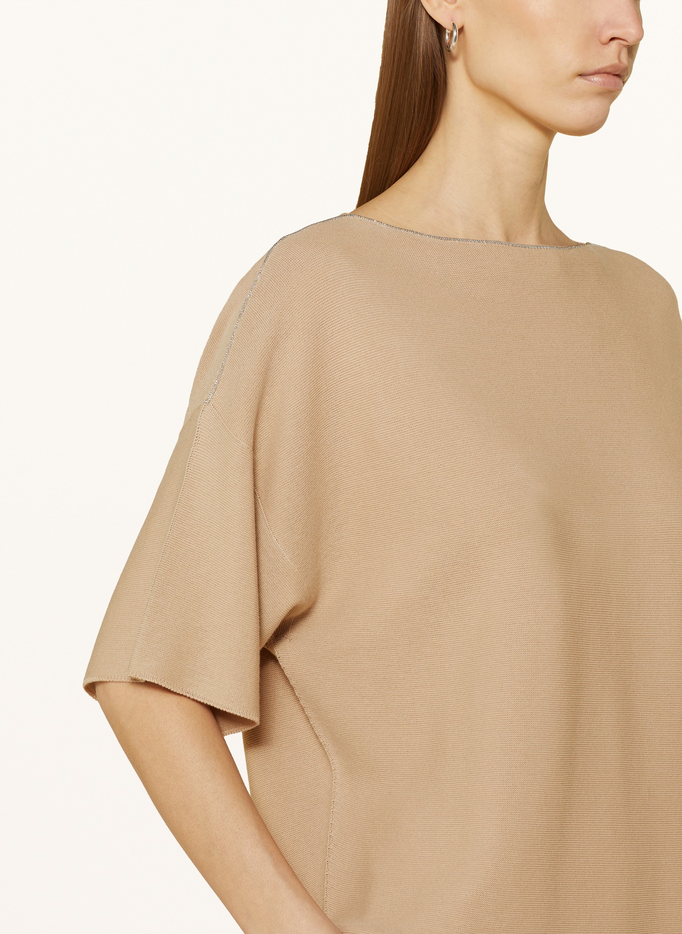 FABIANA FILIPPI Knit shirt with decorative beads, Color: LIGHT BROWN (Image 4)
