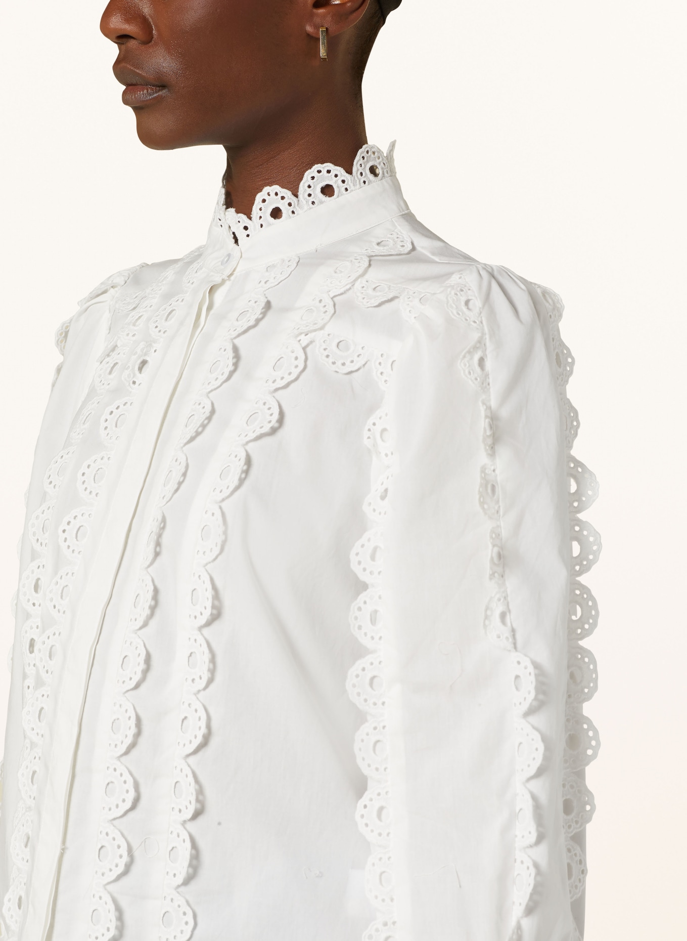 MRS & HUGS Blouse with broderie anglaise, Color: WHITE (Image 4)