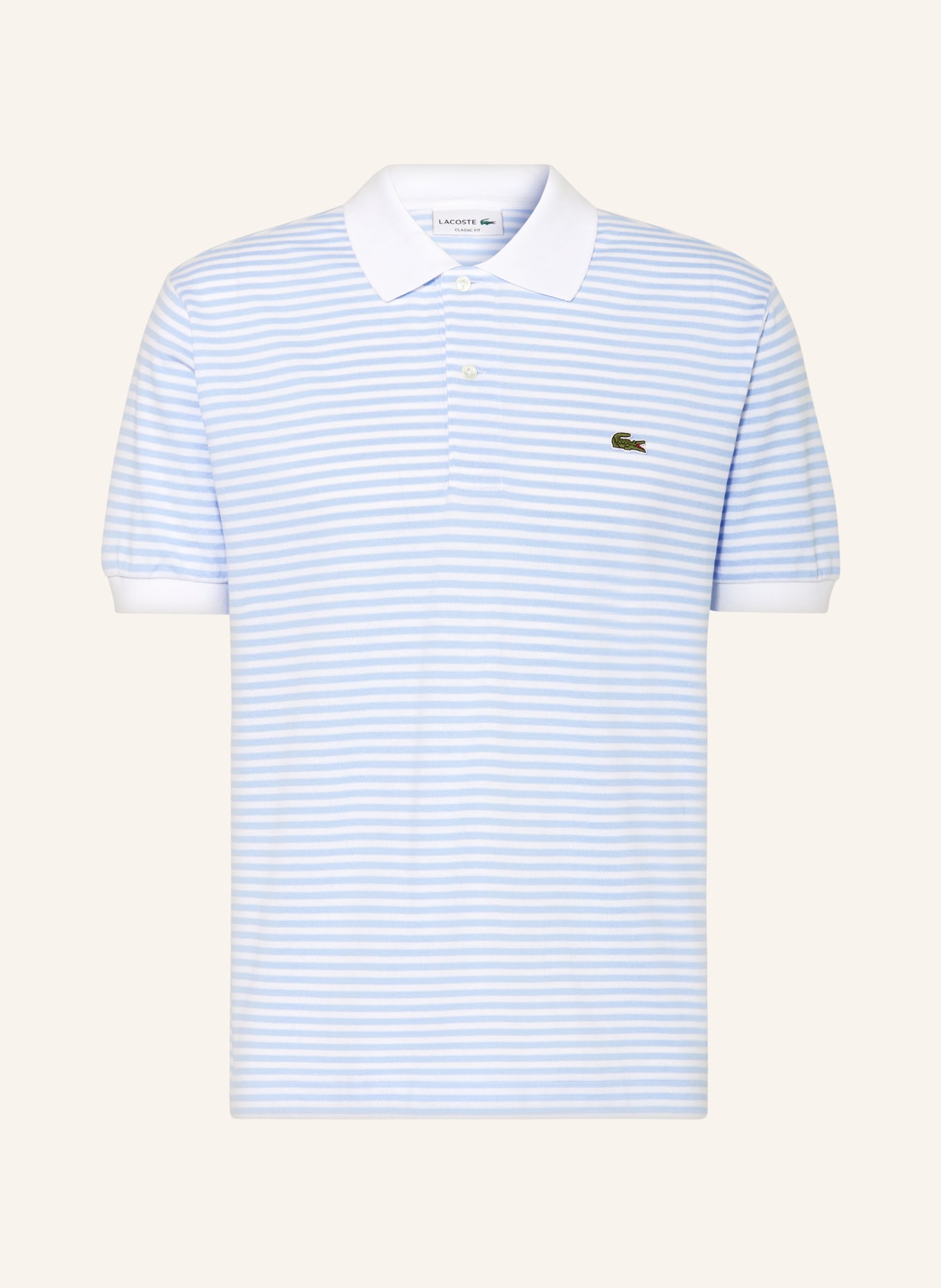 LACOSTE Piqué-Poloshirt Classic Fit, Farbe: WEISS/ HELLBLAU (Bild 1)