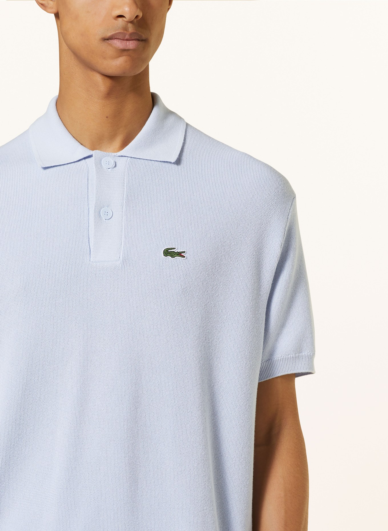LACOSTE Strick-Poloshirt Relaxed Fit, Farbe: HELLBLAU (Bild 4)