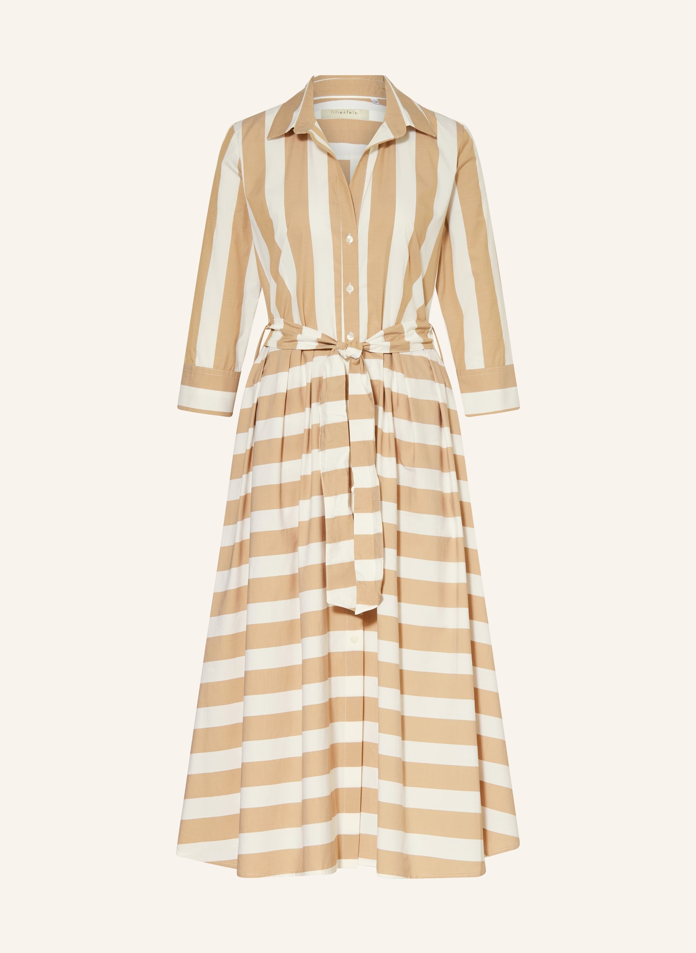 lilienfels Shirt dress with 3/4 sleeves, Color: WHITE/ BEIGE (Image 1)