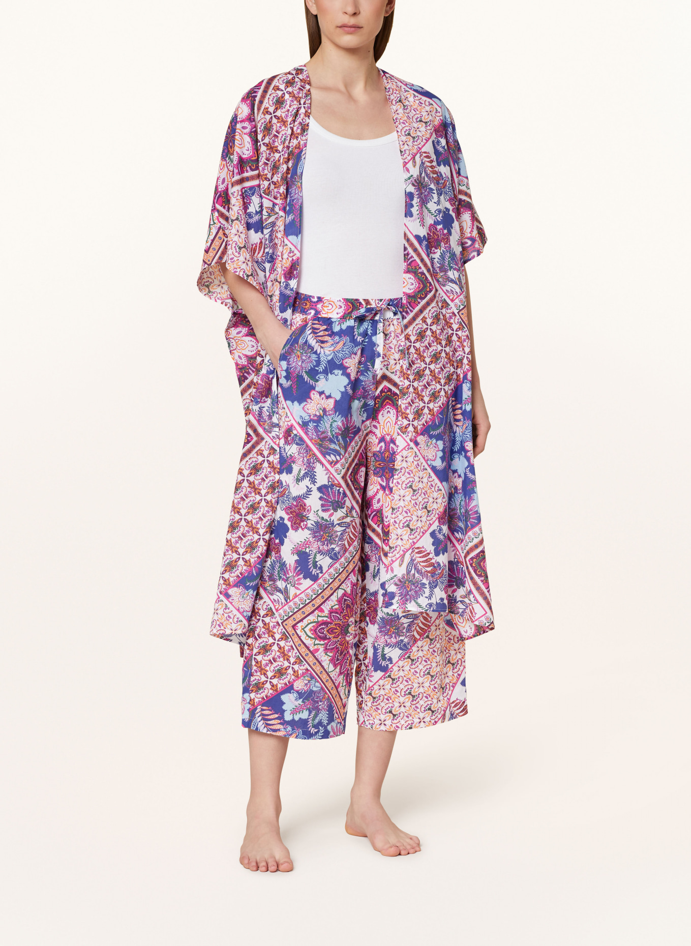 darling harbour 7/8 lounge pants, Color: BLUE/ FUCHSIA/ WHITE (Image 2)