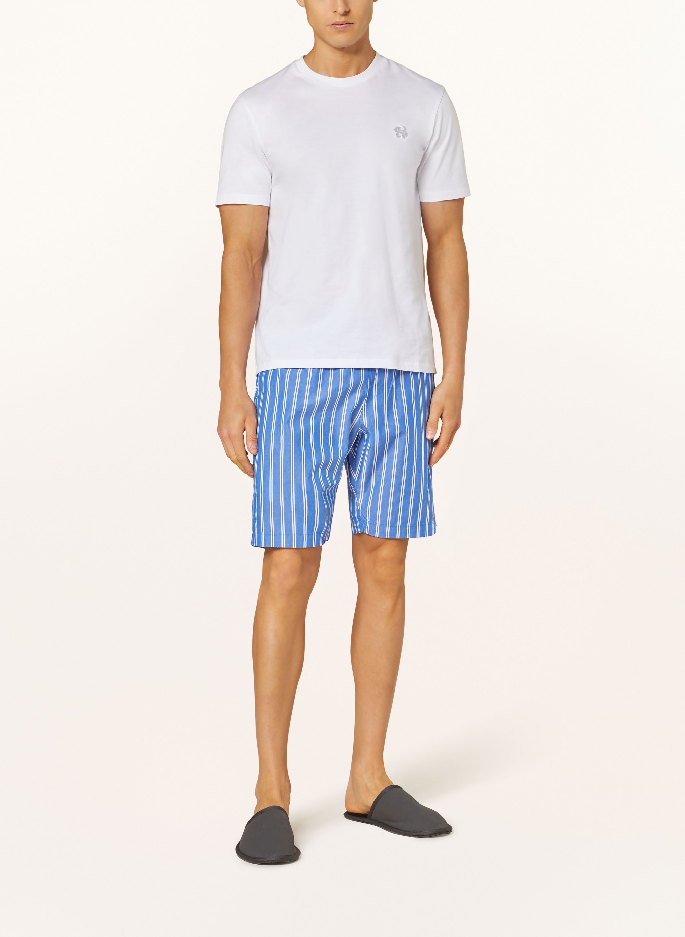 STROKESMAN'S Pajama shorts, Color: WHITE/ BLUE (Image 2)