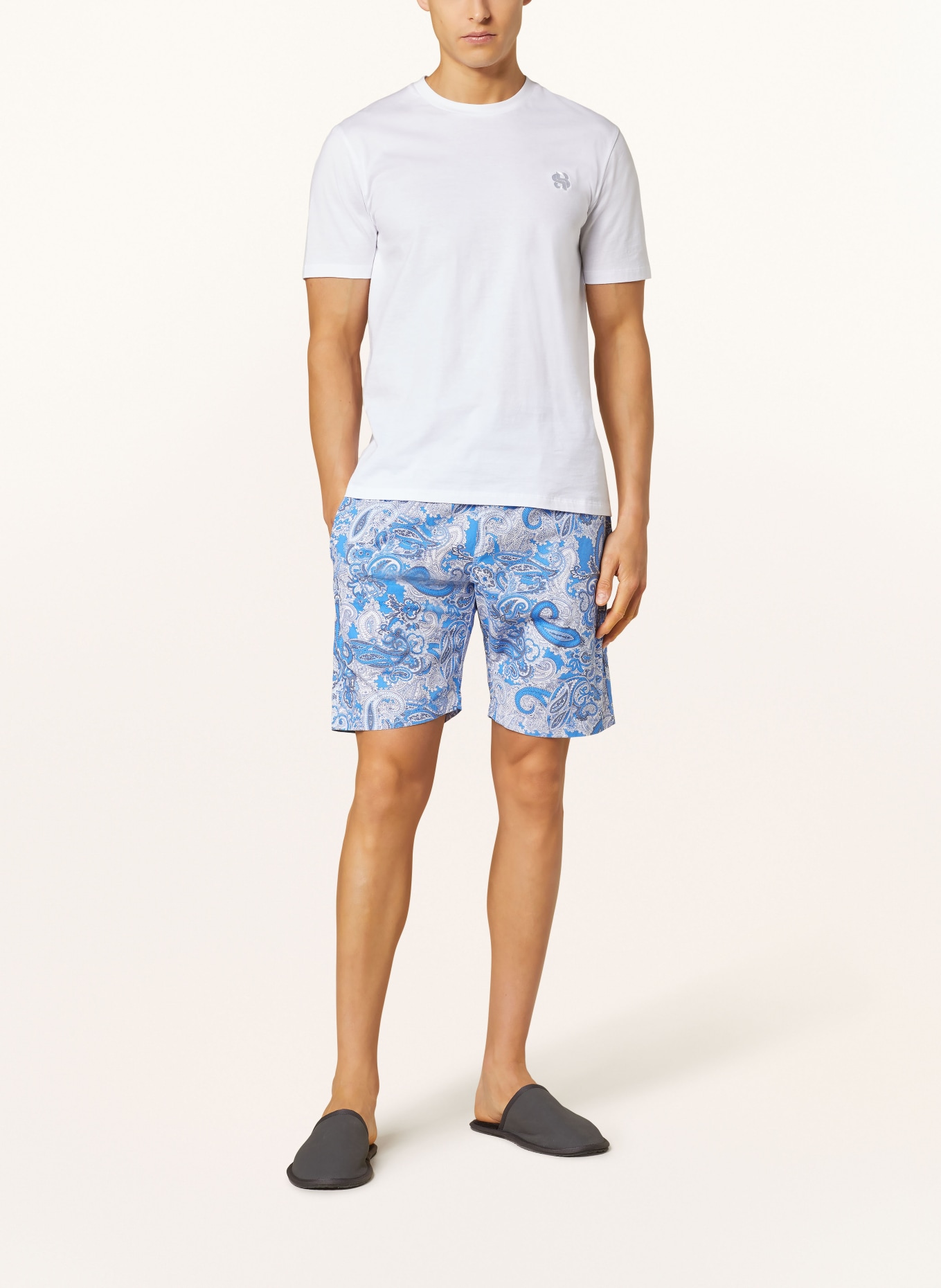 STROKESMAN'S Pajama shorts, Color: WHITE/ BLUE/ GRAY (Image 2)