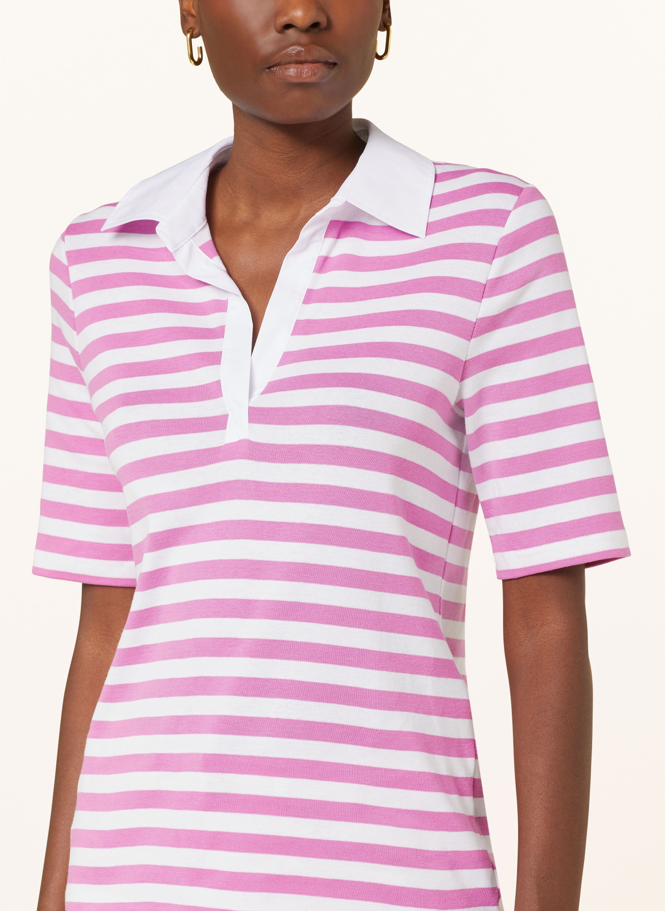 efixelle Jersey polo shirt in pink white