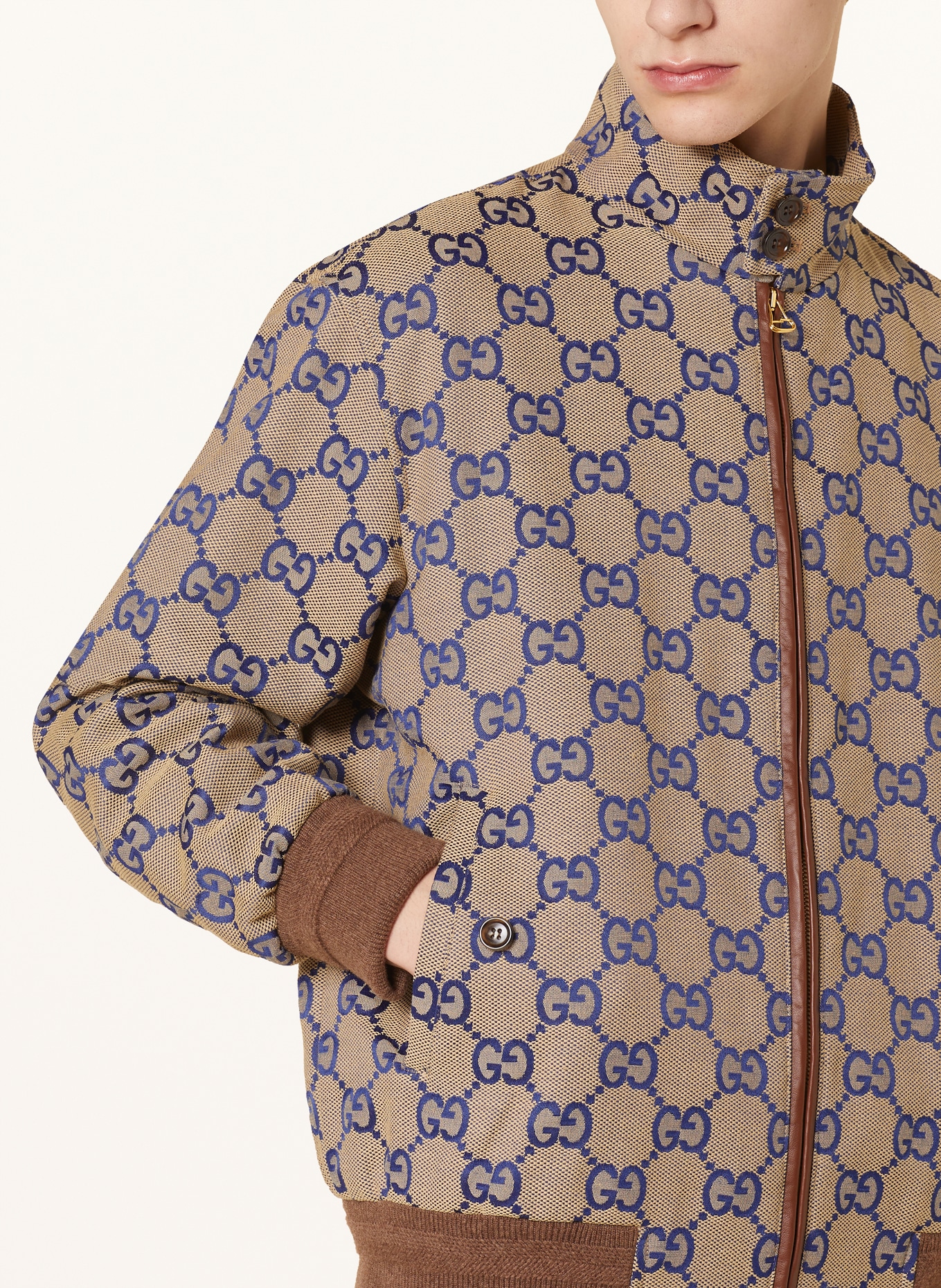 GUCCI Bomber jacket, Color: BEIGE/ BLUE (Image 4)