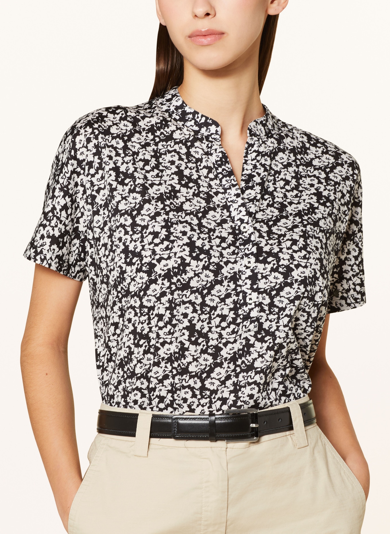 Marc O'Polo Shirt blouse made of jersey, Color: BLACK/ WHITE (Image 4)