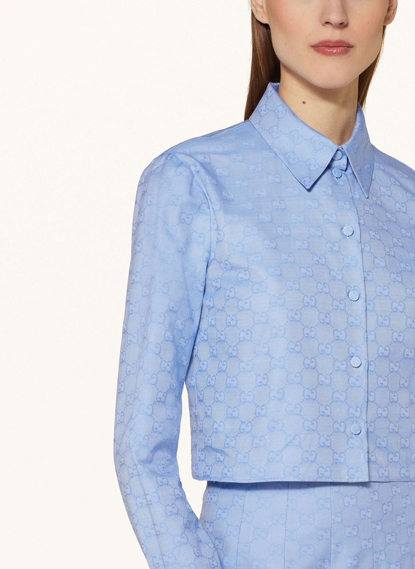 GUCCI Jacquard shirt blouse, Color: LIGHT BLUE (Image 4)