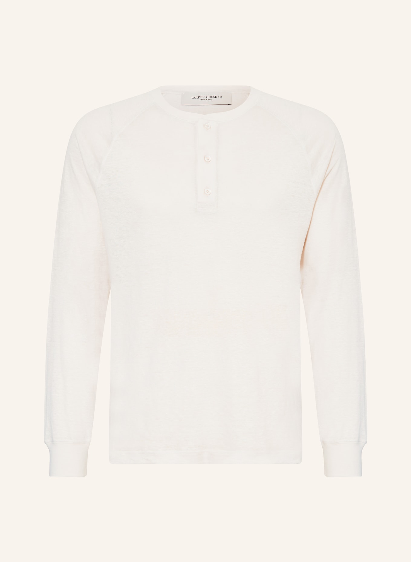 GOLDEN GOOSE Henley shirt JOURNEY made of linen, Color: WHITE (Image 1)