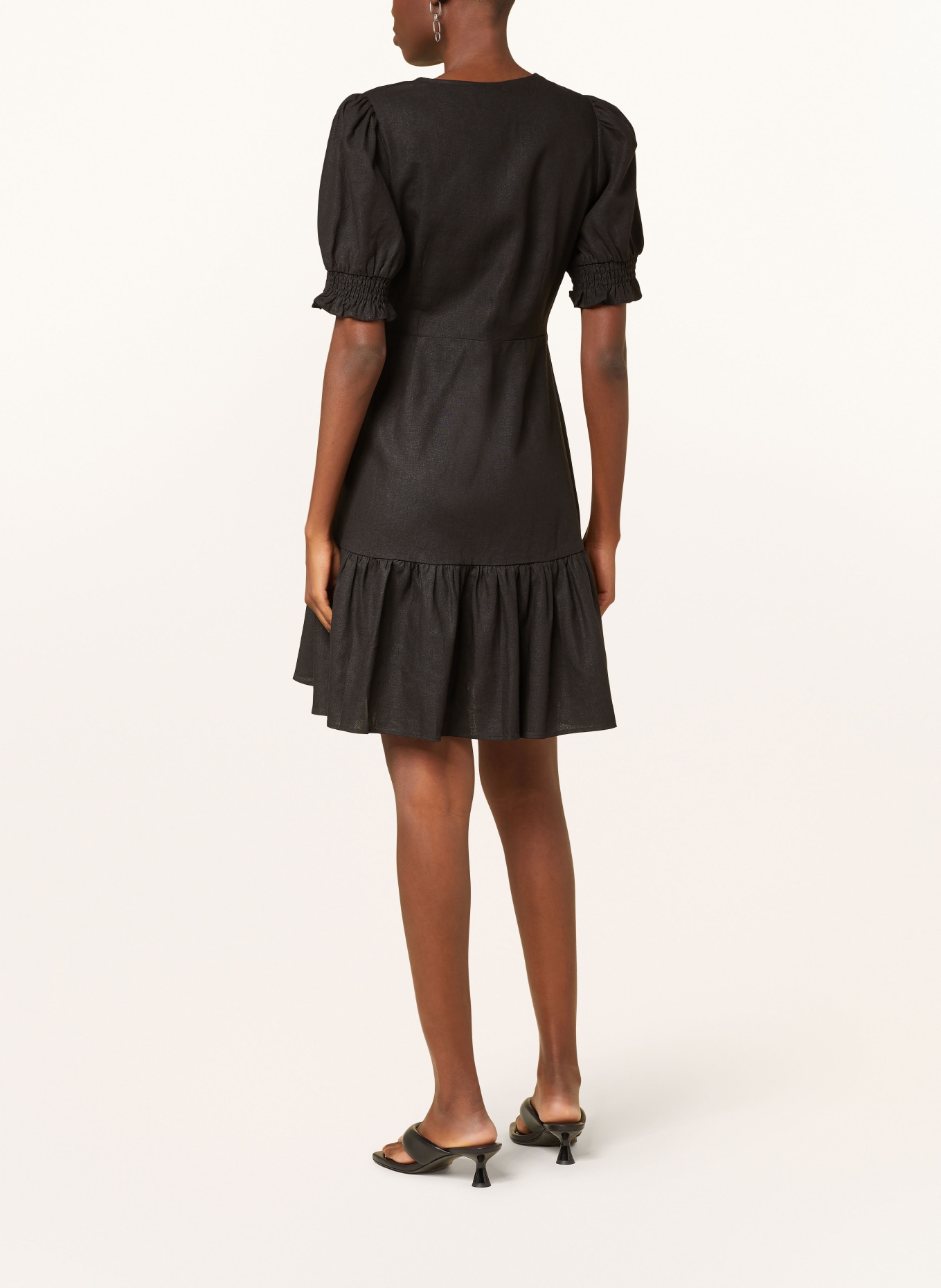 Y.A.S. Wrap dress with linen, Color: BLACK (Image 3)