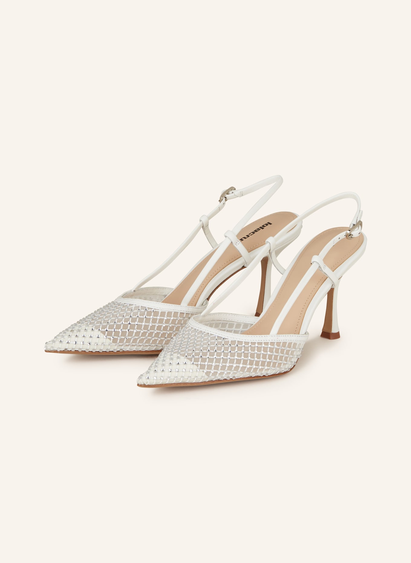 Lola Cruz Slingpumps mit Schmucksteinen, Farbe: WEISS (Bild 1)