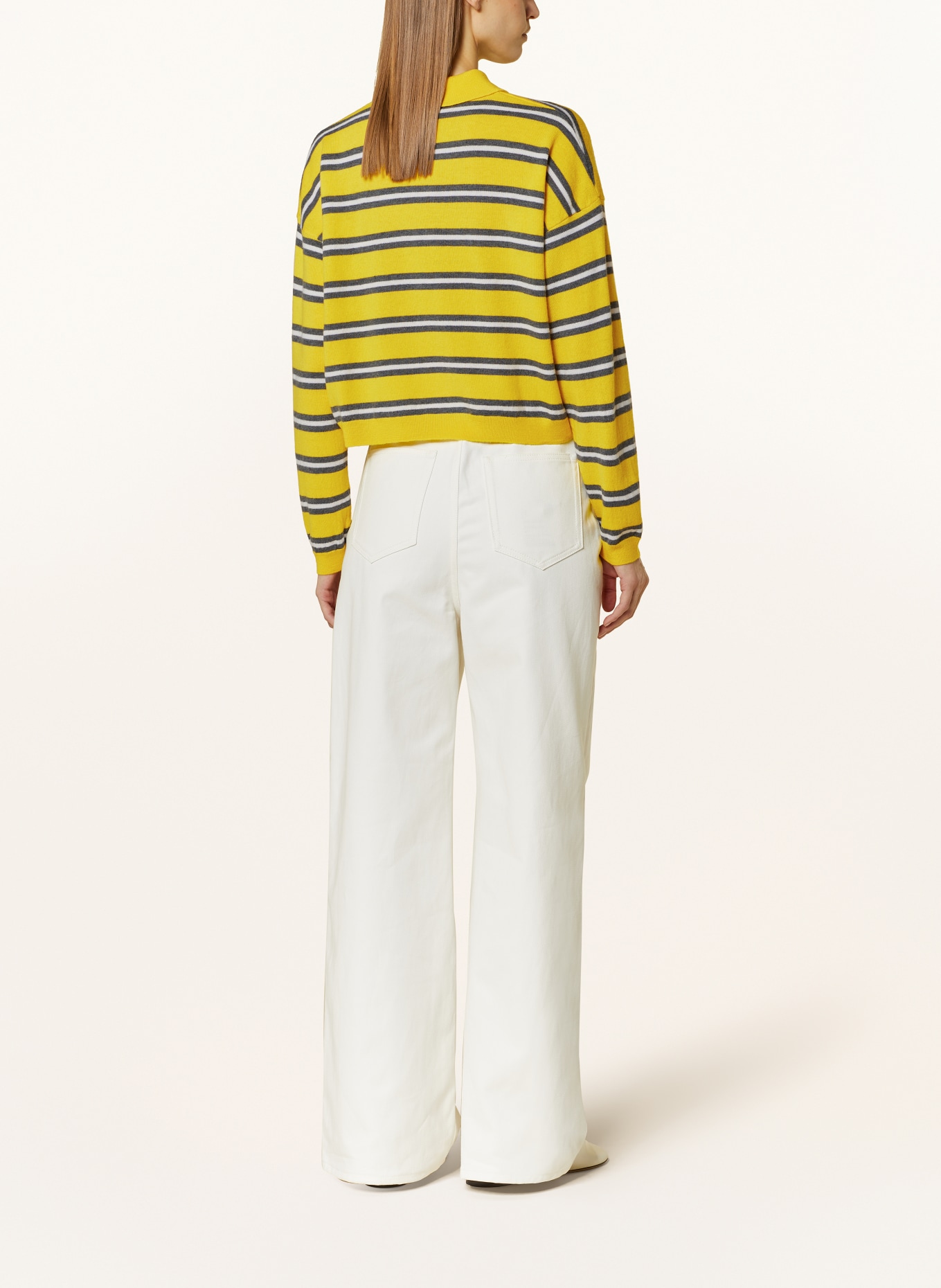 LOEWE Knitted polo shirt made of linen, Color: YELLOW/ GRAY/ WHITE (Image 3)