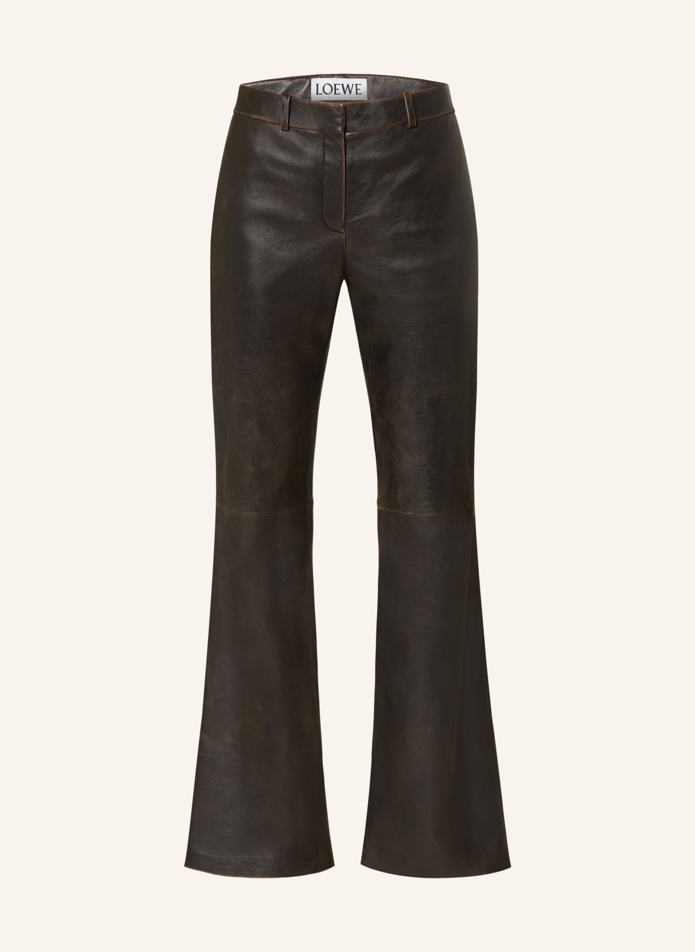 LOEWE Bootcut trousers made of leather, Color: DARK BROWN (Image 1)