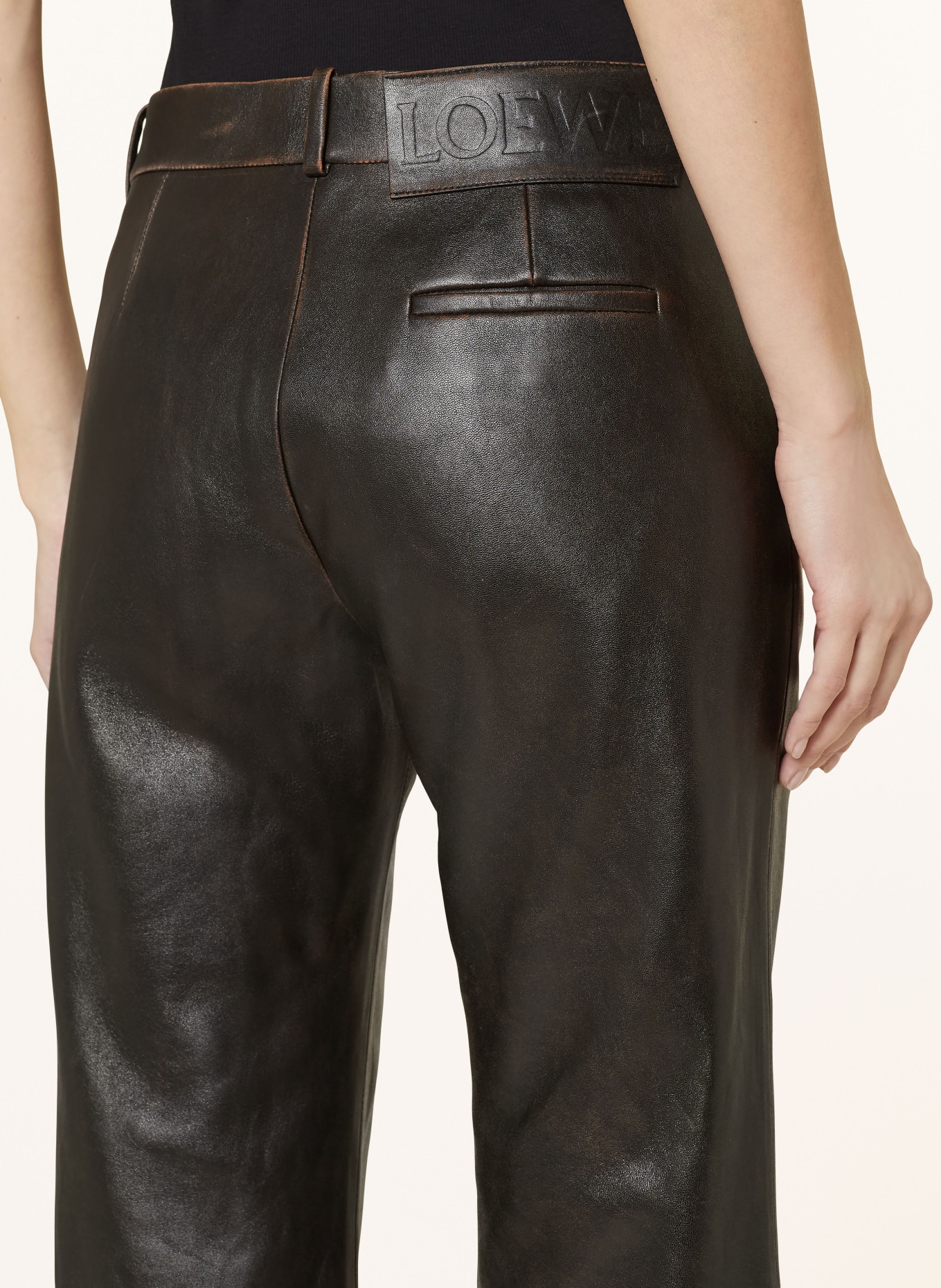 LOEWE Bootcut trousers made of leather, Color: DARK BROWN (Image 6)