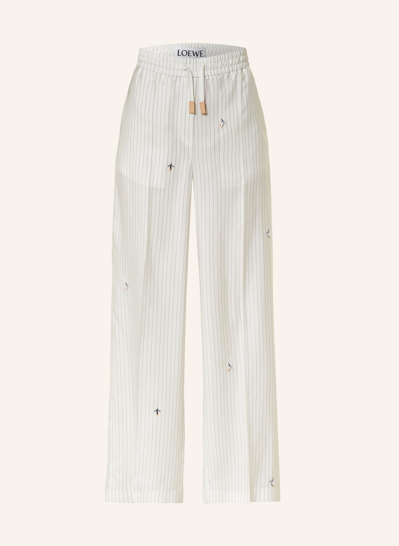 LOEWE Wide leg trousers made of silk, Color: WHITE/ LIGHT GRAY (Image 1)