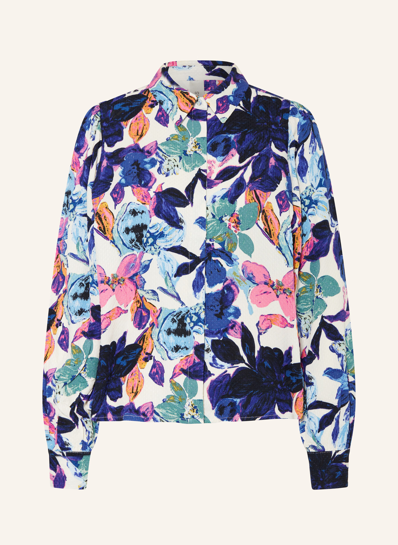 Y.A.S. Shirt blouse, Color: WHITE/ DARK BLUE/ GREEN (Image 1)