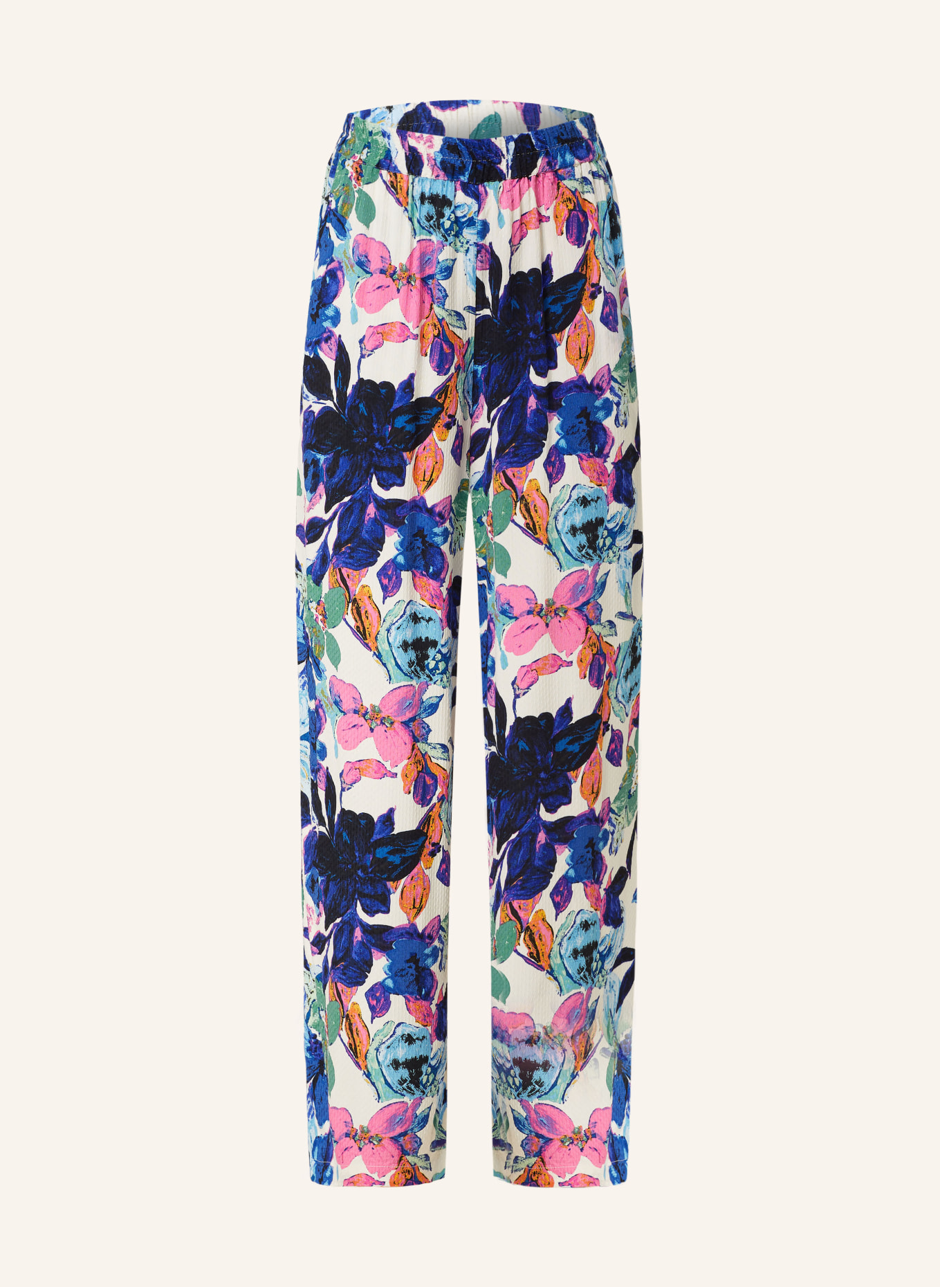 Y.A.S. Wide leg trousers, Color: DARK BLUE/ WHITE/ PINK (Image 1)