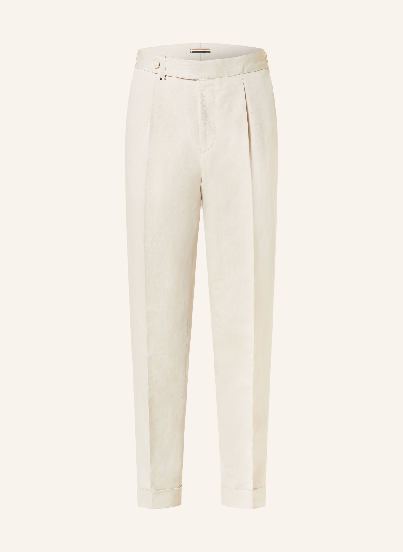 BOSS Suit trousers PERIN relaxed fit with linen, Color: BEIGE (Image 1)