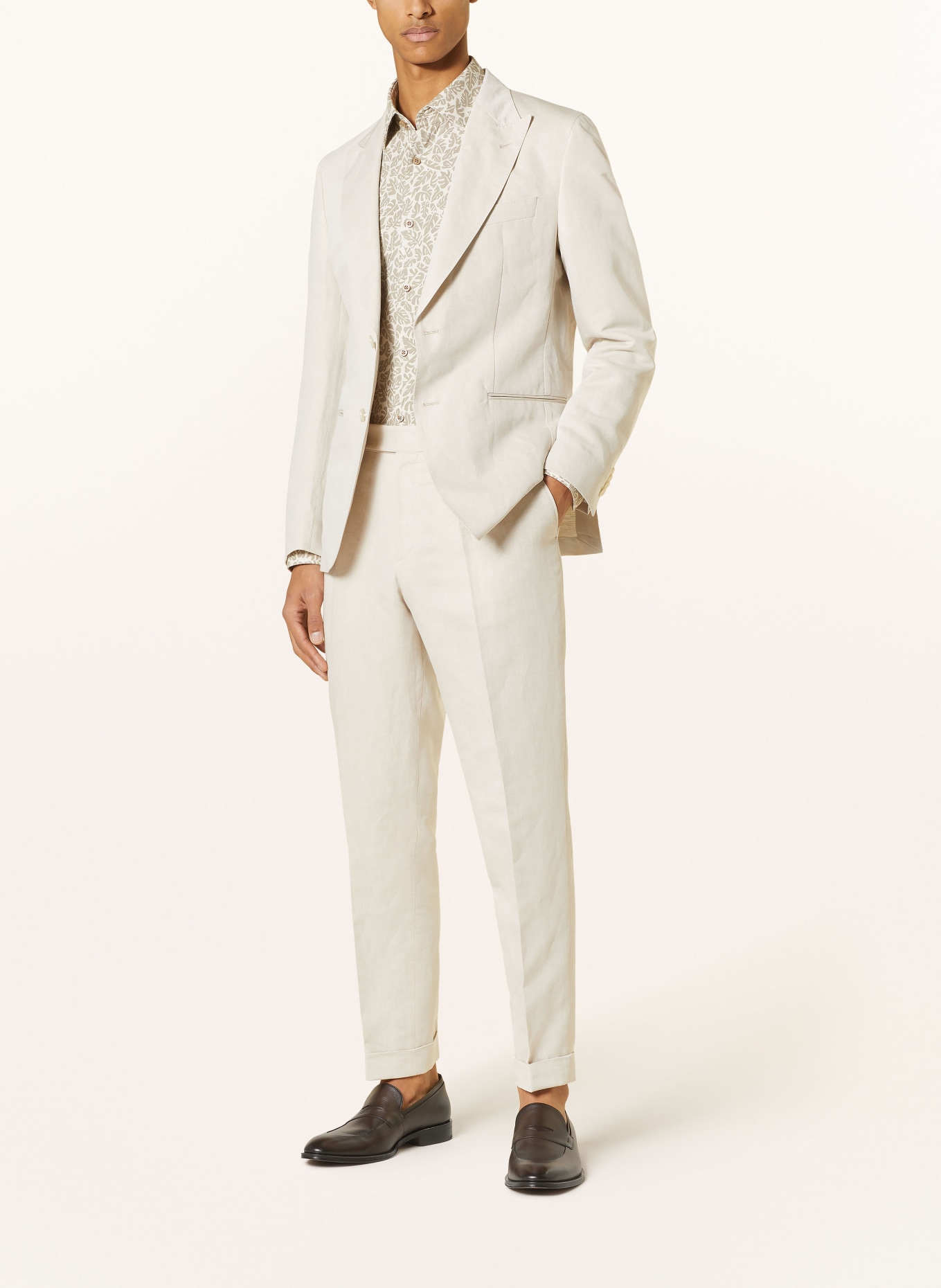 BOSS Suit trousers PERIN relaxed fit with linen, Color: BEIGE (Image 2)