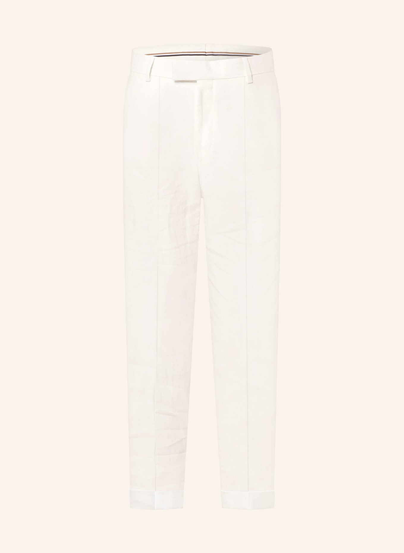BOSS Suit trousers PEPE relaxed fit in linen, Color: WHITE (Image 1)
