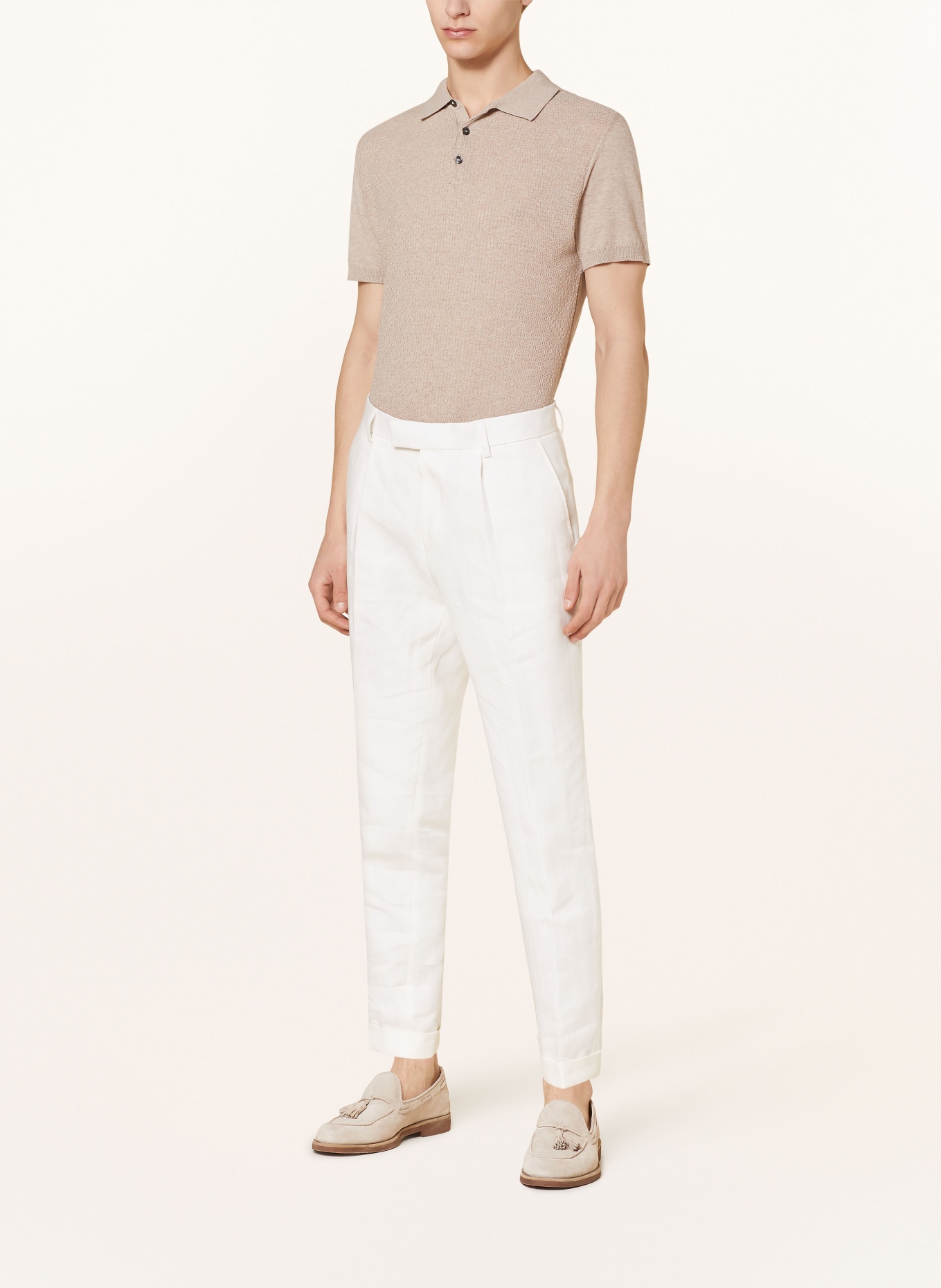 BOSS Suit trousers PEPE relaxed fit in linen, Color: WHITE (Image 3)