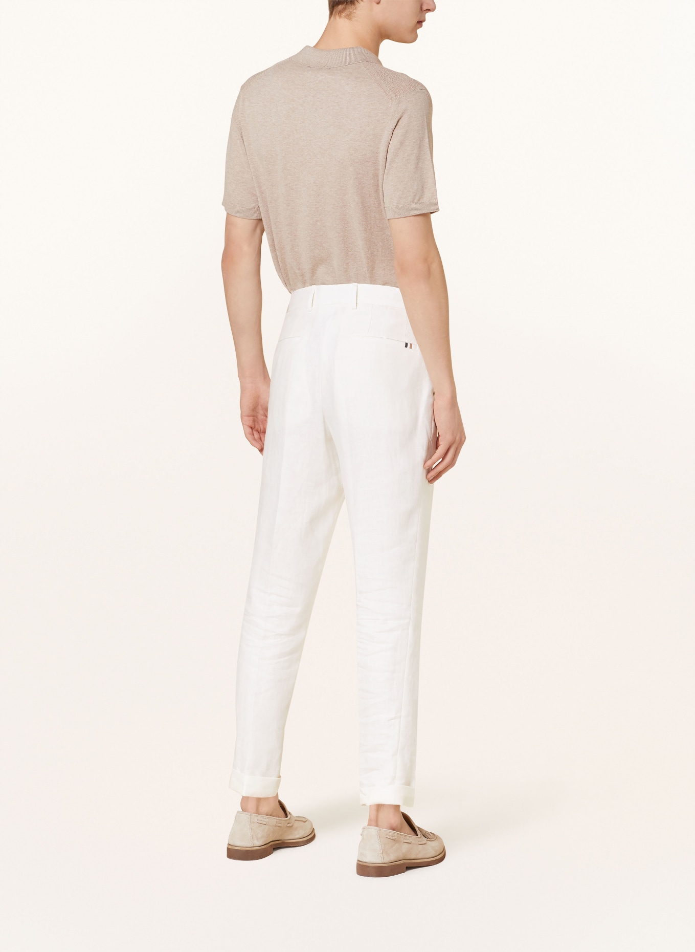 BOSS Suit trousers PEPE relaxed fit in linen, Color: WHITE (Image 4)
