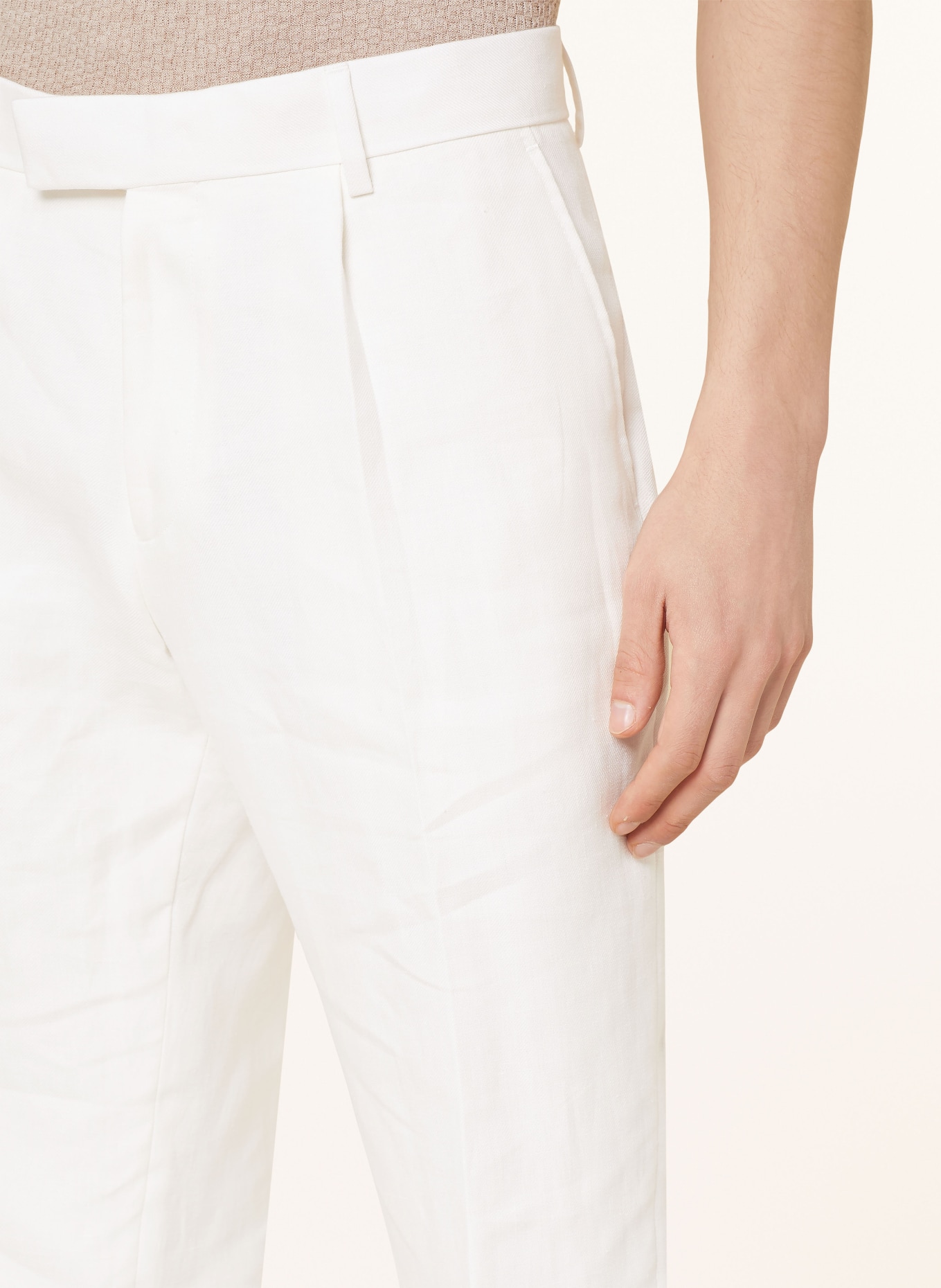 BOSS Anzughose PEPE Relaxed Fit aus Leinen, Farbe: WEISS (Bild 6)