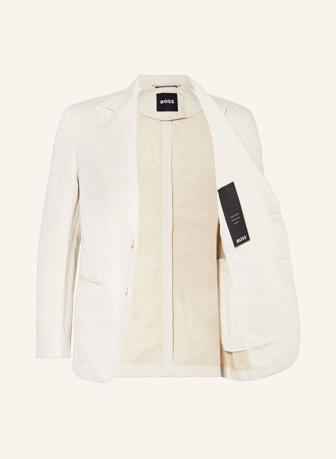 BOSS Suit jacket HUGE Slim fit with linen, Color: BEIGE (Image 4)