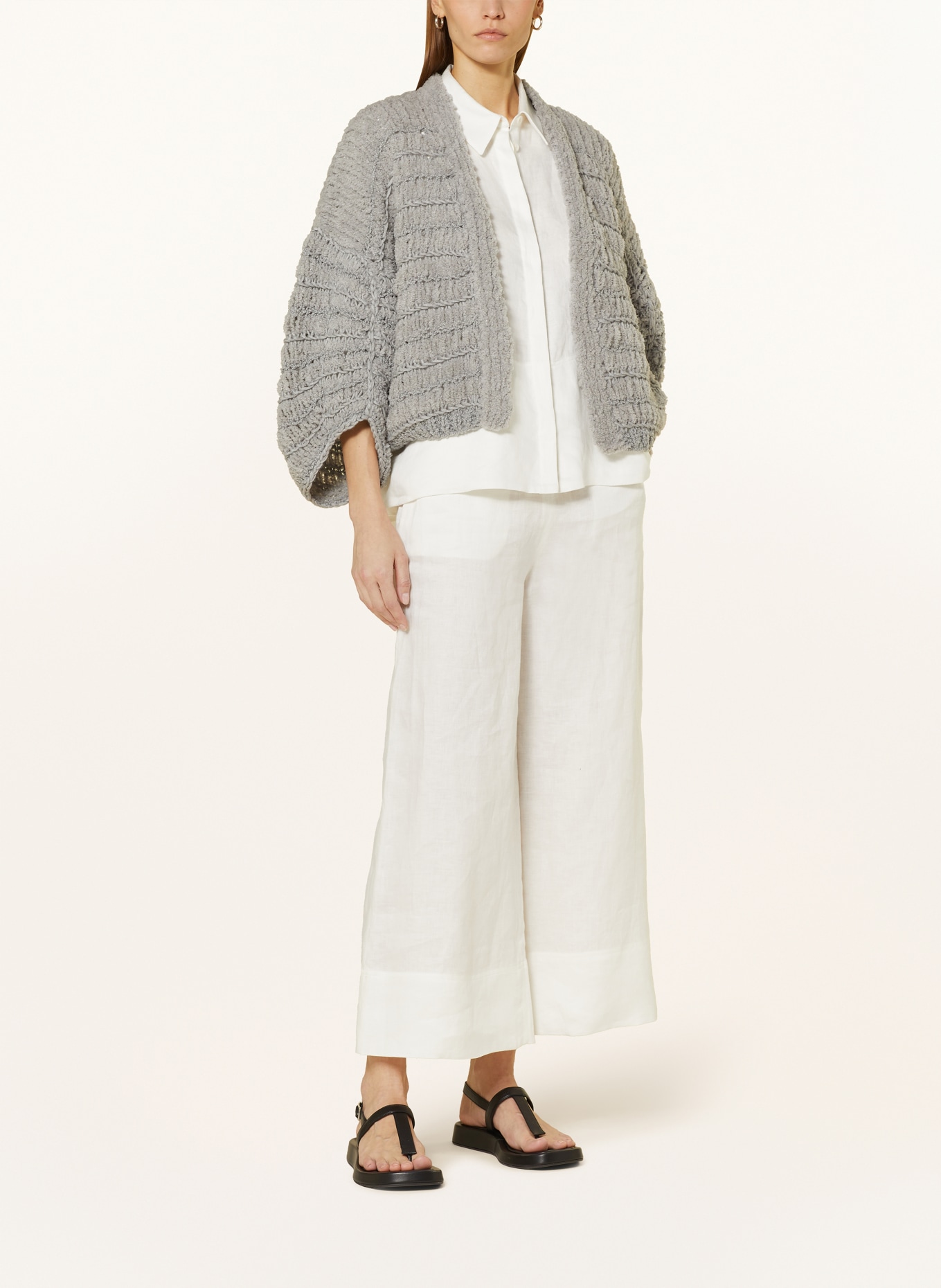 IRIS von ARNIM Knit cardigan TOTO with 3/4 sleeves, Color: GRAY (Image 2)