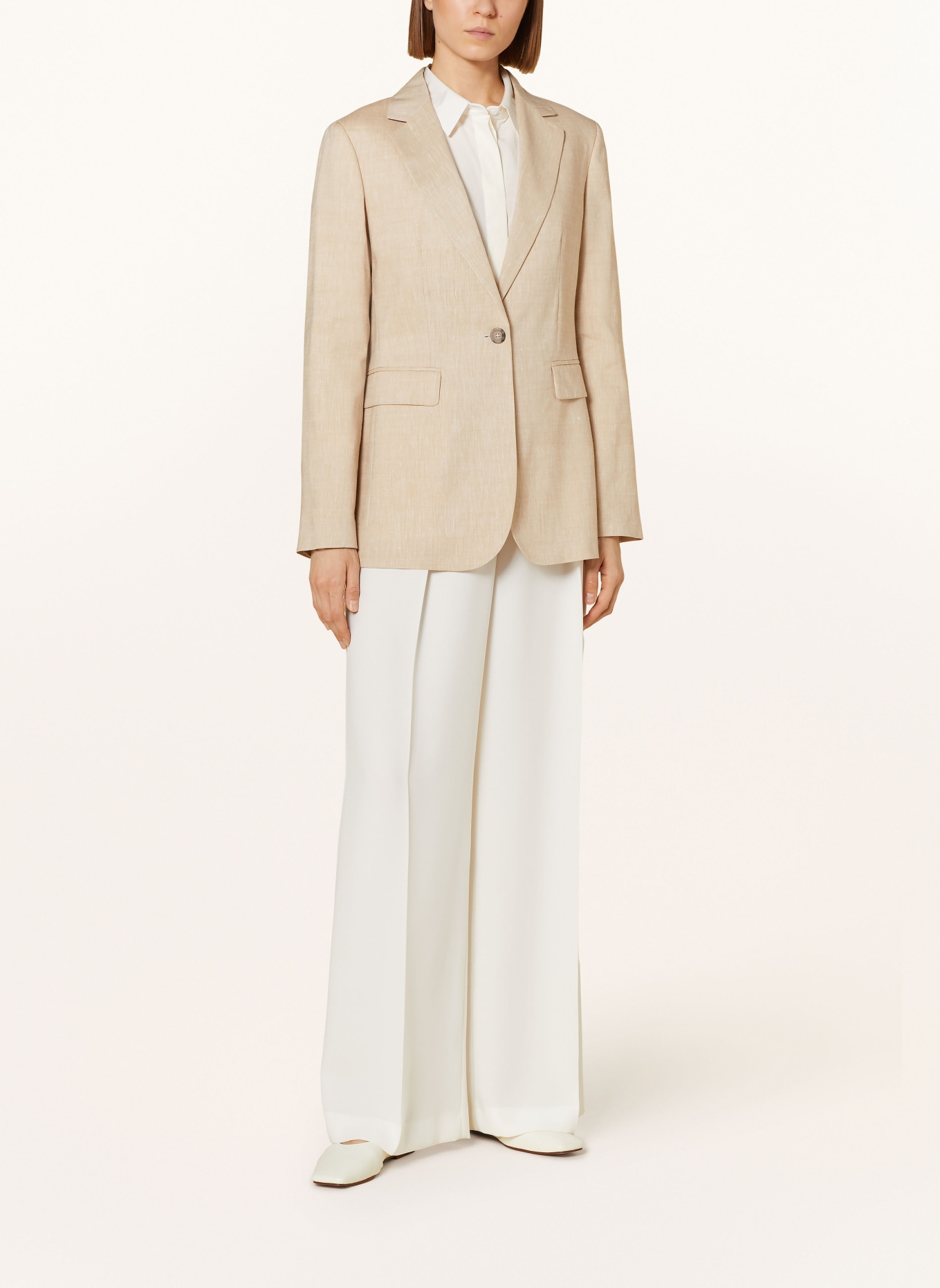 PESERICO Blazer with linen, Color: BEIGE (Image 2)