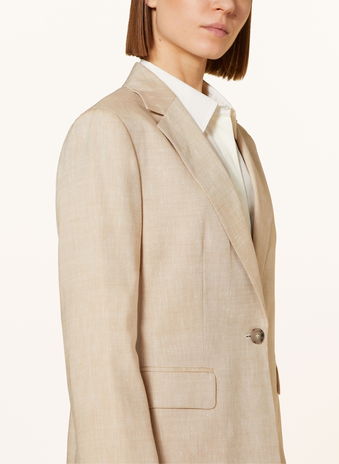 PESERICO Blazer with linen, Color: BEIGE (Image 4)