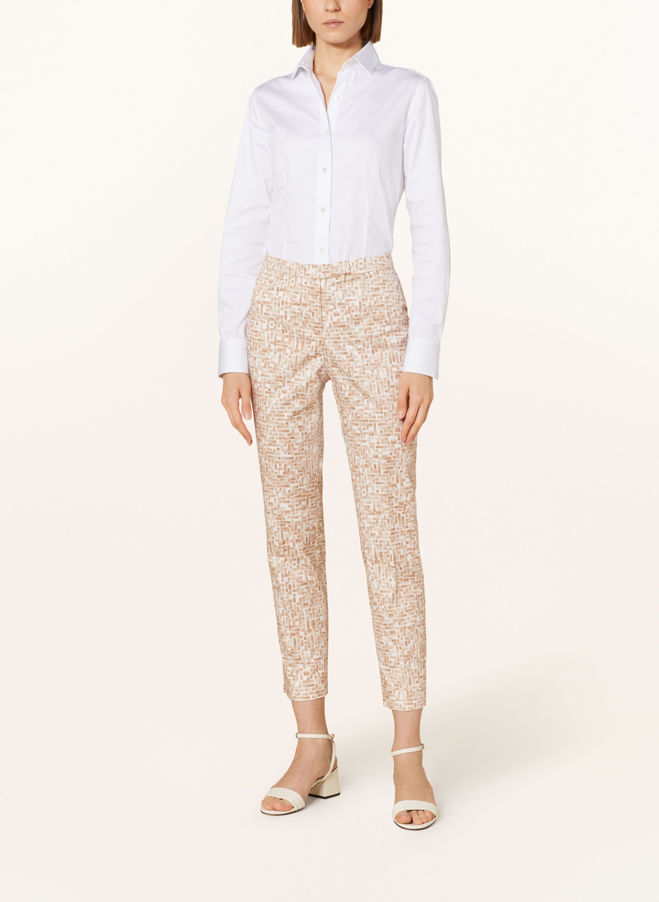 PESERICO 7/8 pants, Color: WHITE/ BEIGE (Image 2)