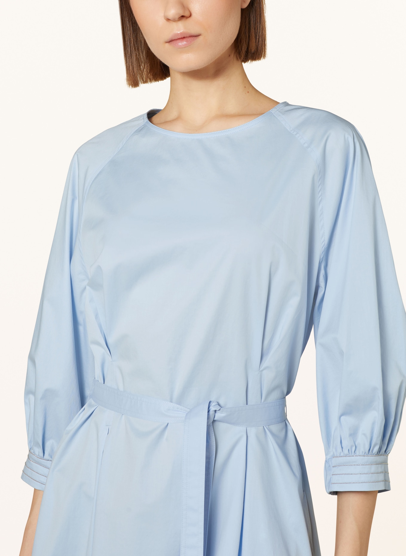 PESERICO Dress with 3/4 sleeves and decorative beads, Color: LIGHT BLUE (Image 4)