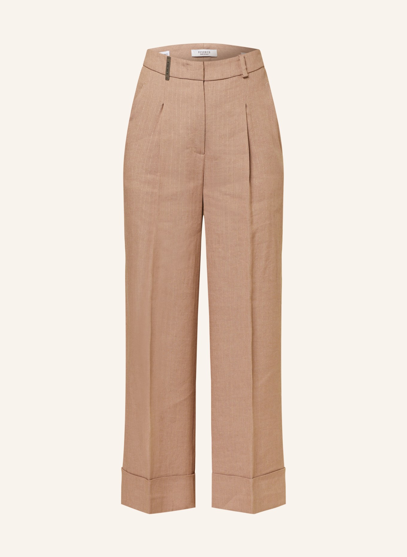 PESERICO Wide leg trousers with linen, Color: 950 Teracotta (Image 1)