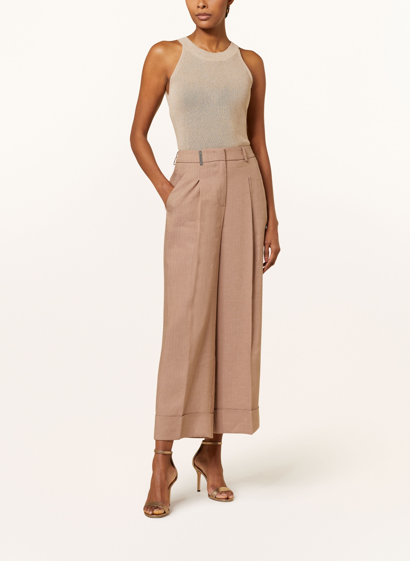 PESERICO Wide leg trousers with linen, Color: 950 Teracotta (Image 2)
