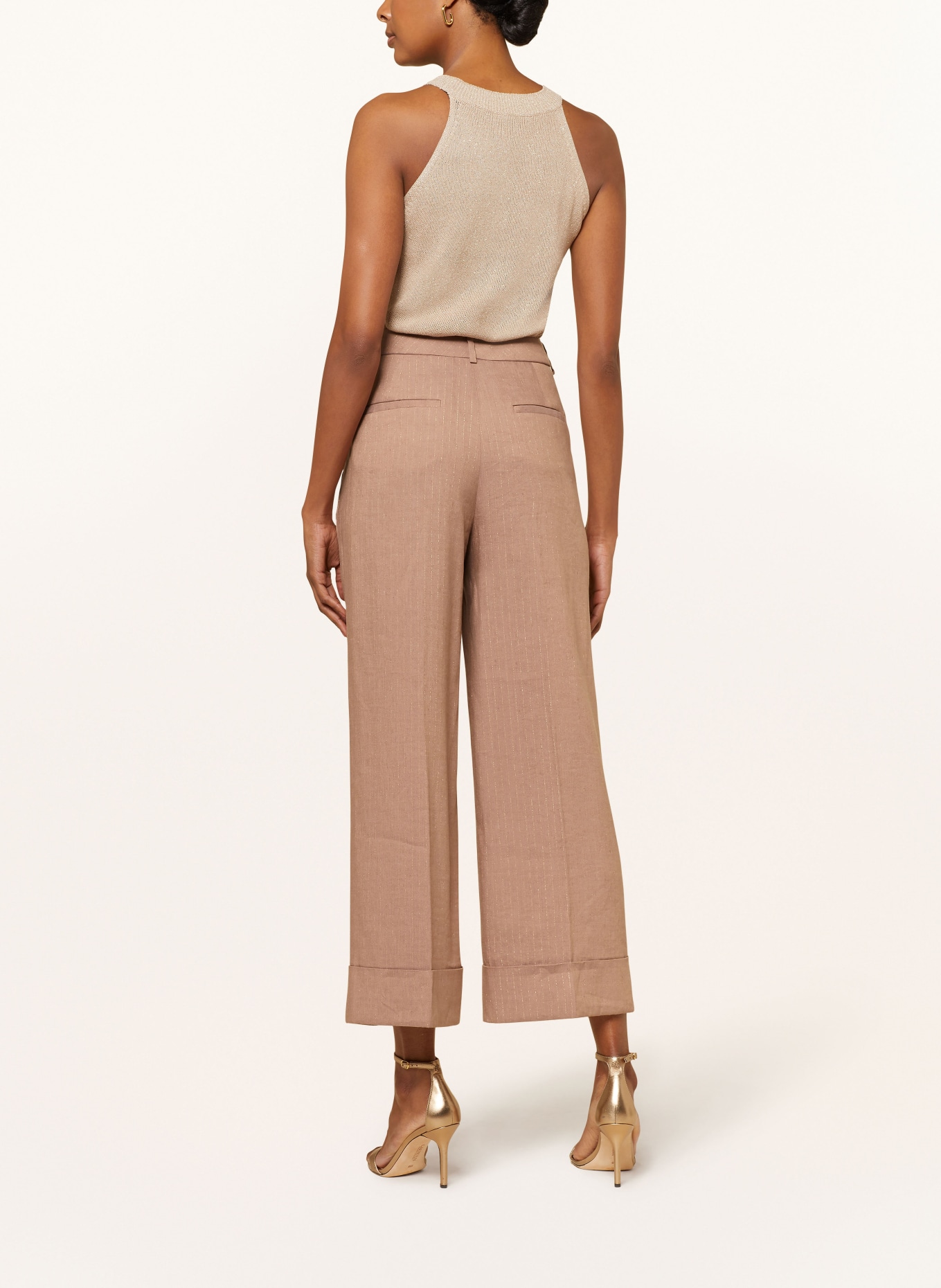 PESERICO Wide leg trousers with linen, Color: 950 Teracotta (Image 3)